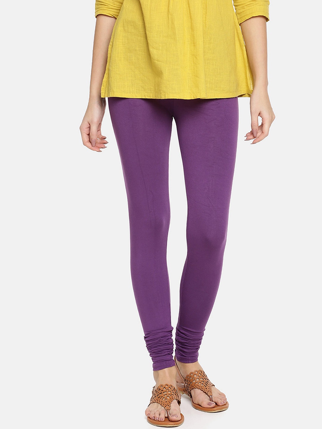 

TWIN BIRDS Women Purple Solid Churidar-Length Leggings