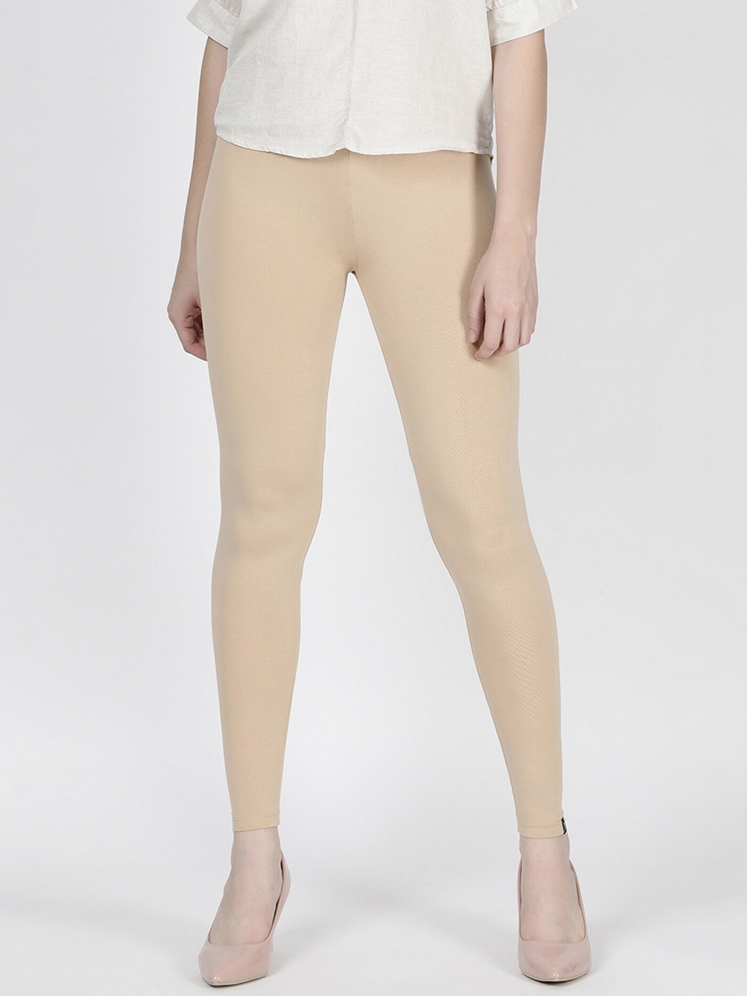 

TWIN BIRDS Women Beige Solid Ankle-Length Leggings
