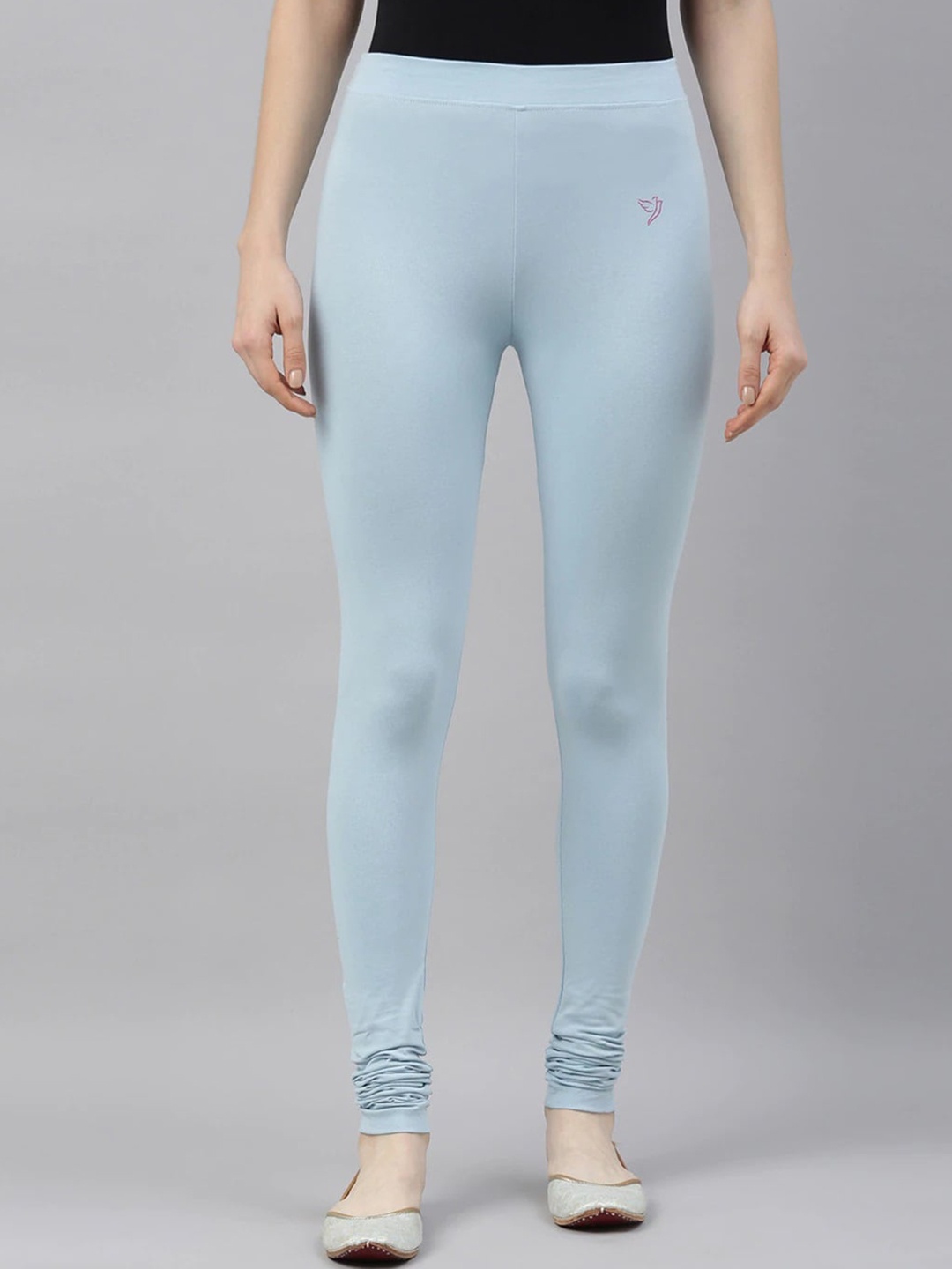 

TWIN BIRDS Women Blue Solid Churidar-Length Leggings