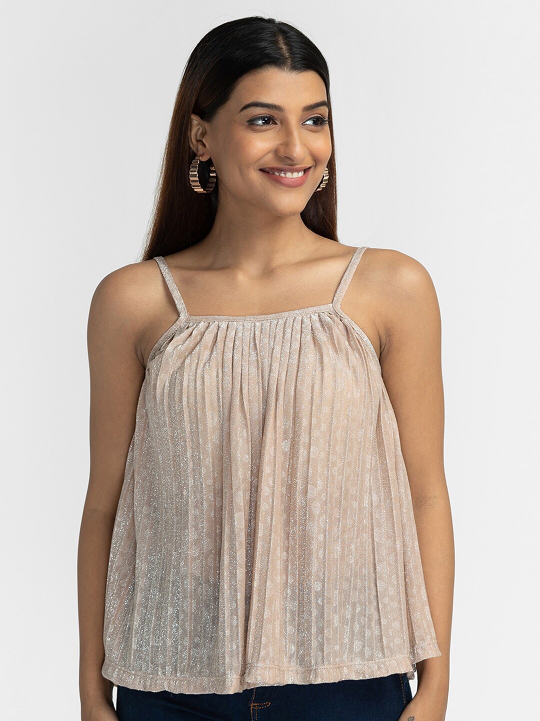 

Globus Beige Self Design A-Line Top