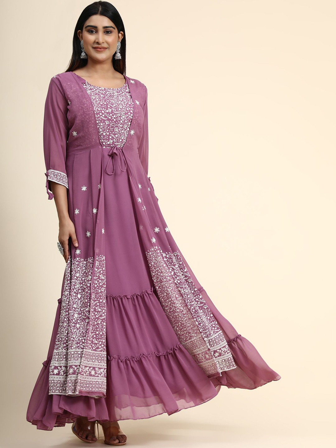 

KALINI Women Purple Embellished Layered Ethnic Dress