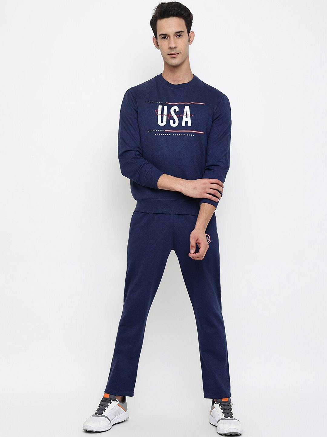 

Cantabil Men Blue Printed Woolen Tracksuits