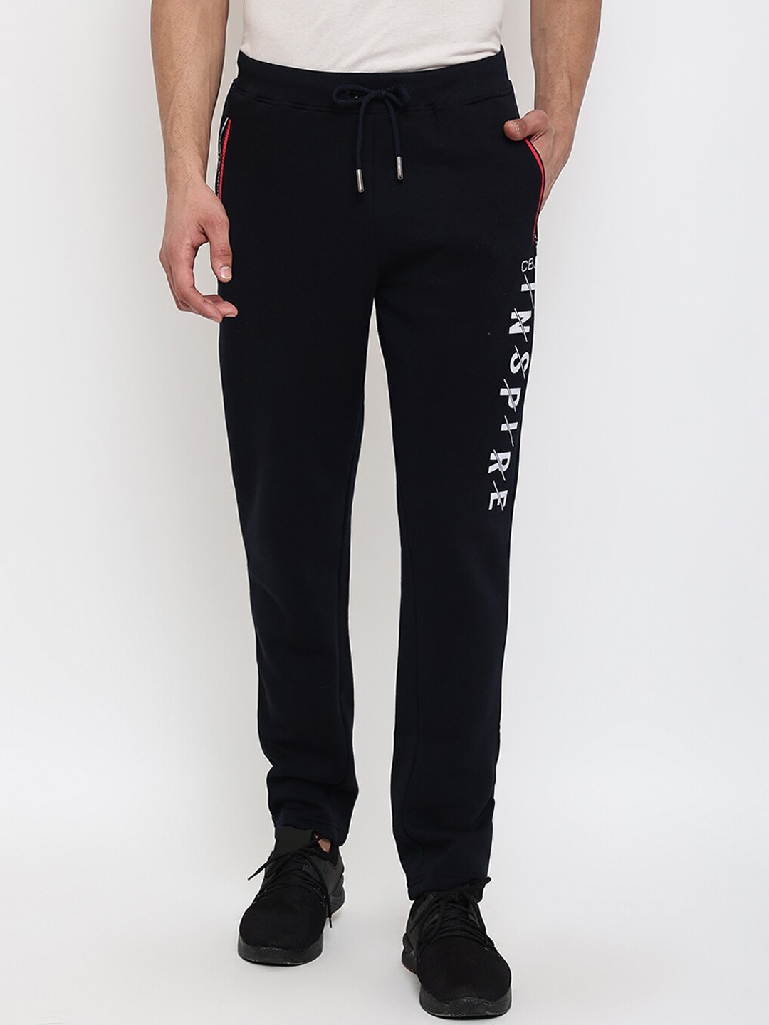 

Cantabil Men Navy Blue Printed Cotton Regular Fit Track Pants