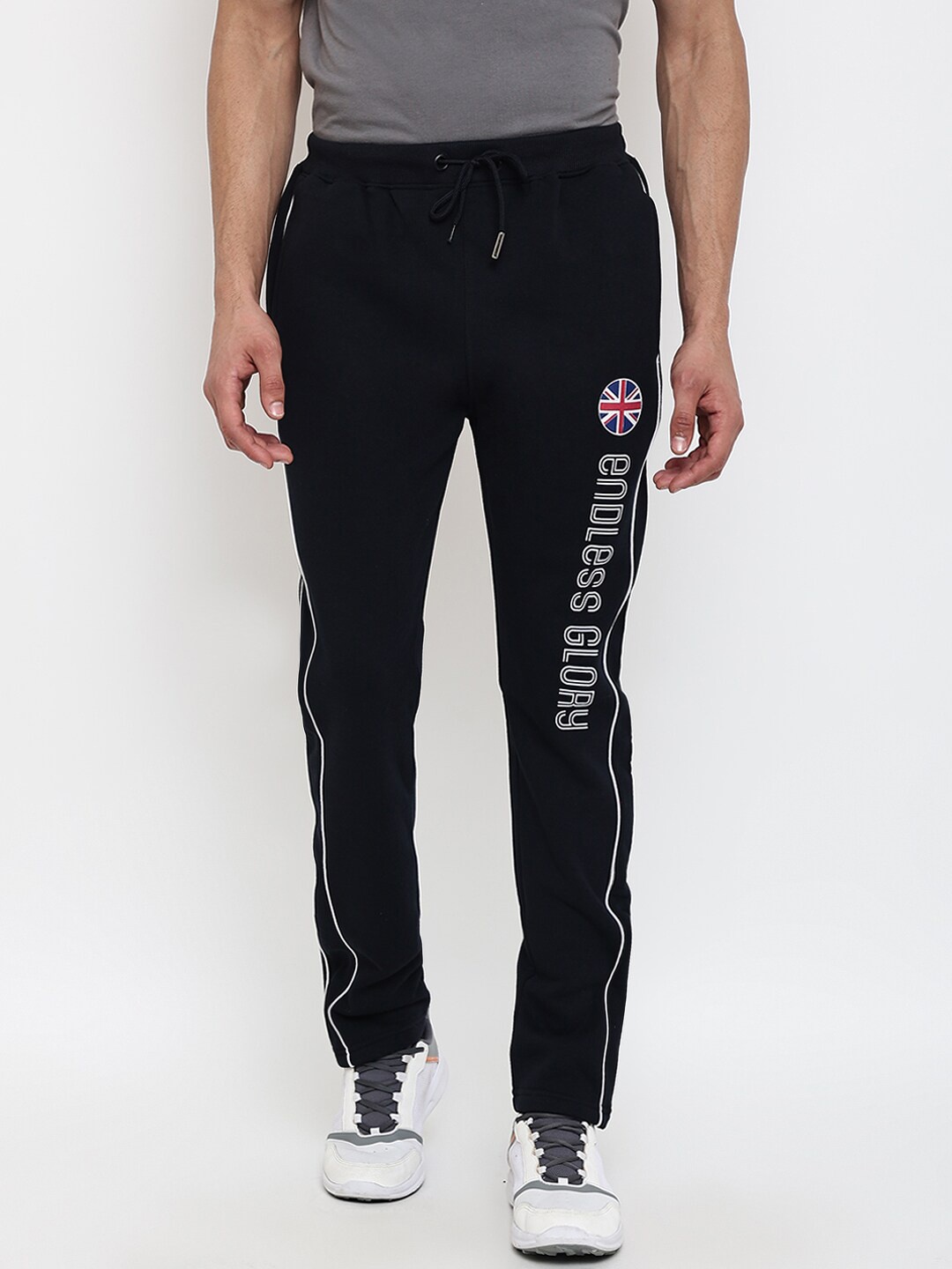 

Cantabil Men Navy Blue Printed Cotton Regular Fit Track Pants