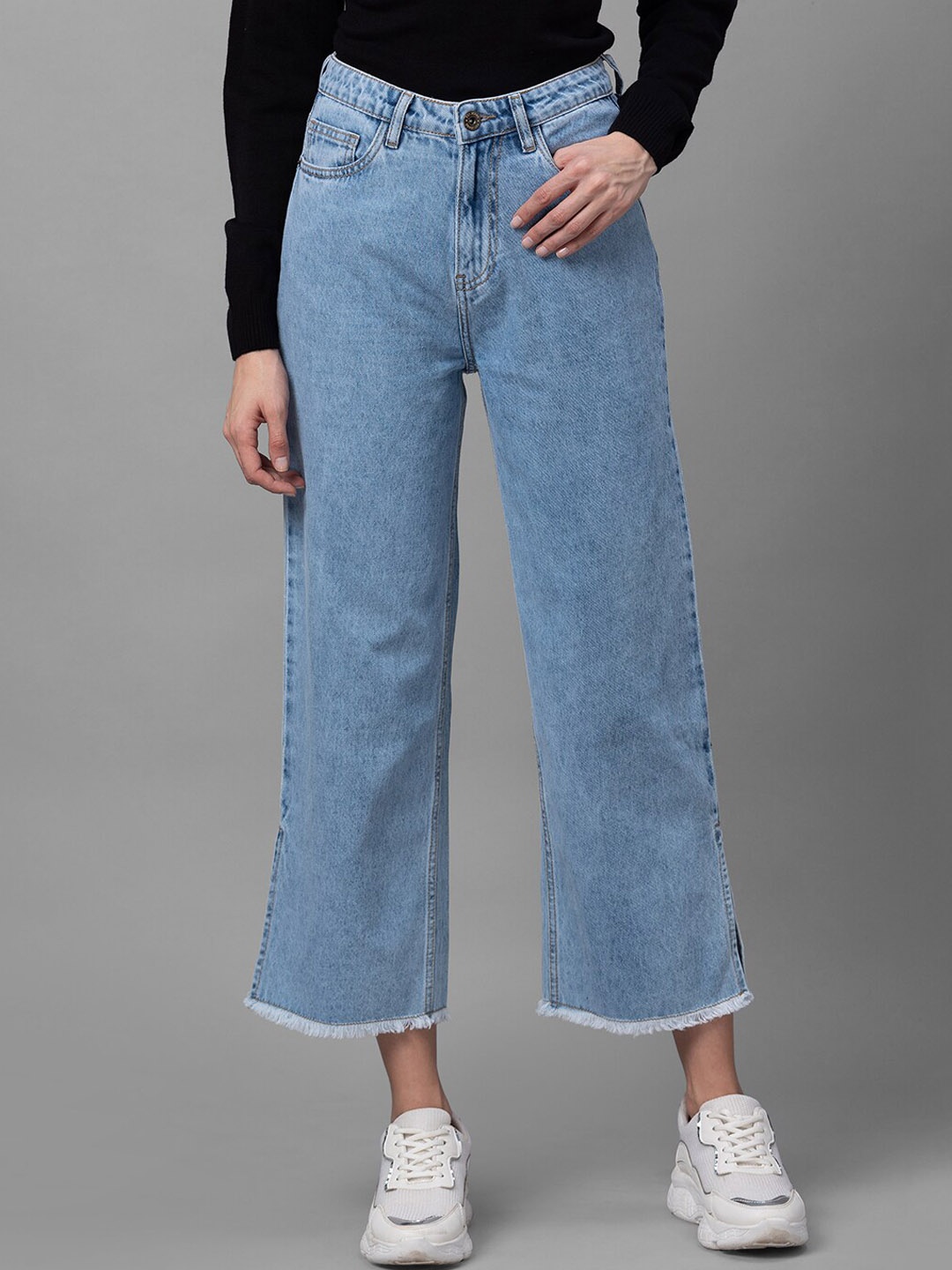 

Globus Women Blue Flared High-Rise Cotton Jeans