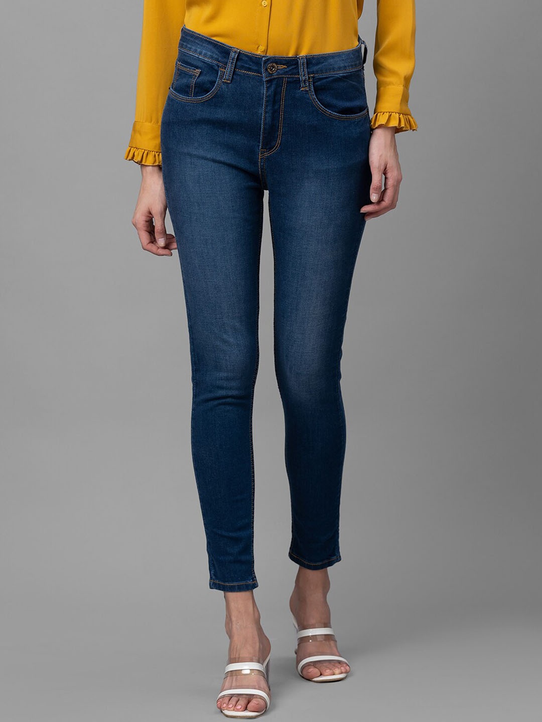 

Globus Women Navy Blue Skinny Fit Light Fade Stretchable Cotton Jeans