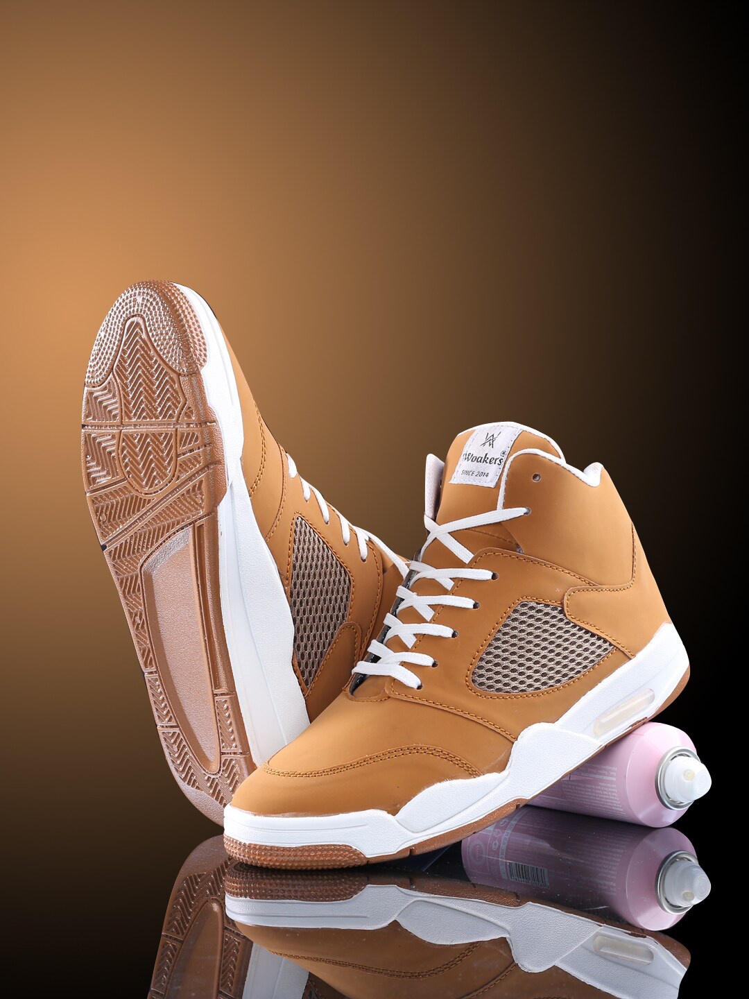 

Woakers Men Mustard Colourblocked Waterproof Lining Sneakers
