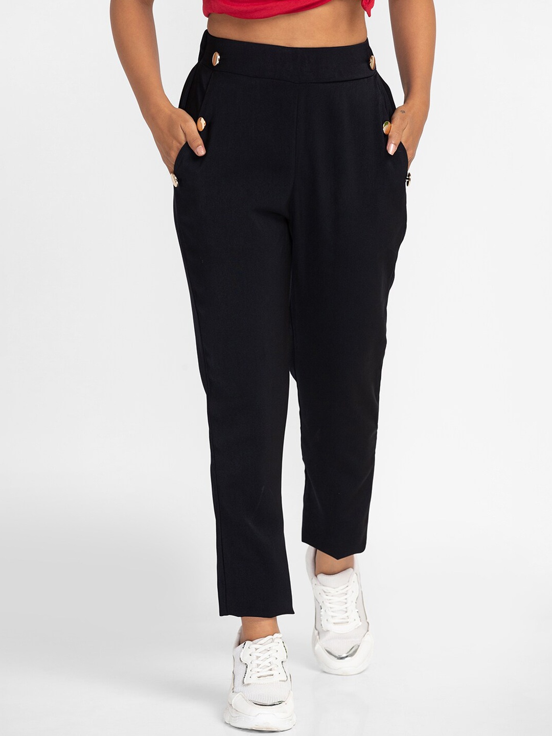 

Globus Women Black Slim Fit Regular Trousers