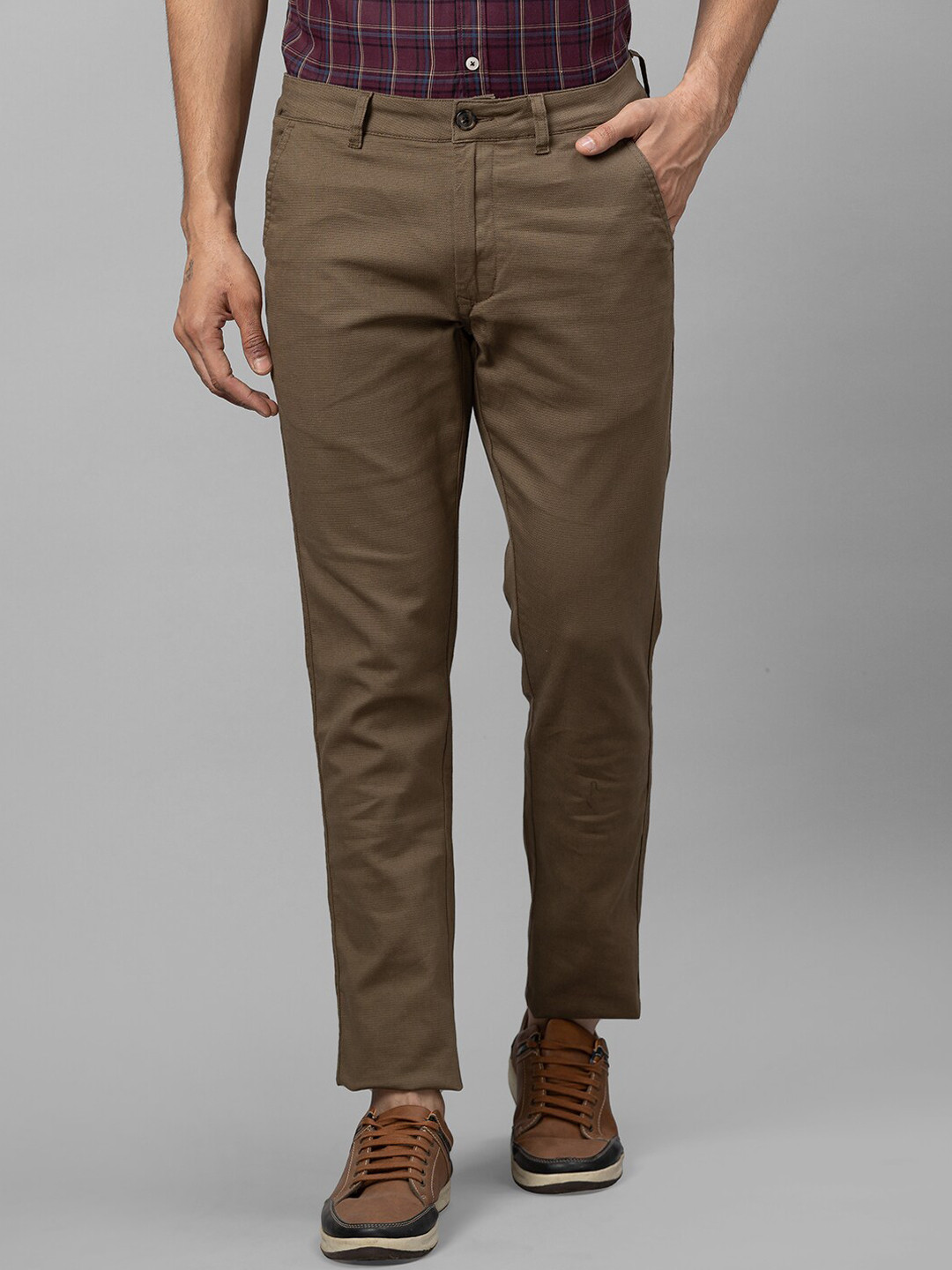 

Globus Men Olive Green Slim Fit Chinos Trousers