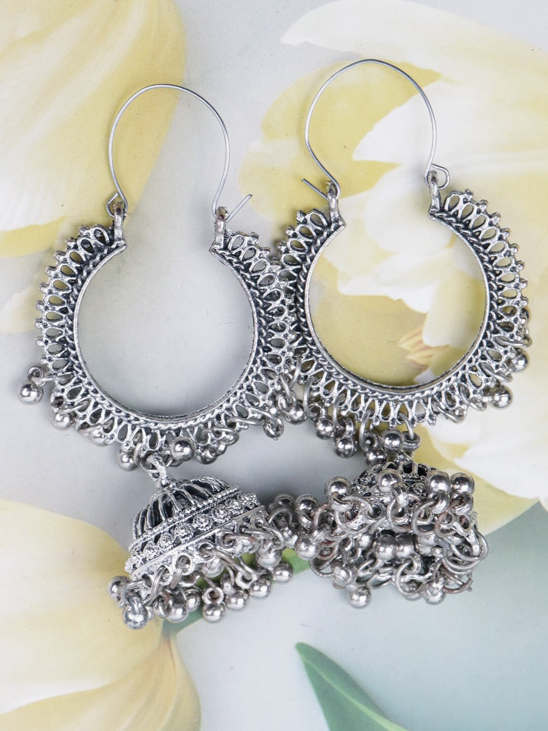 

Krelin Silver-Toned Jhumkas Earrings