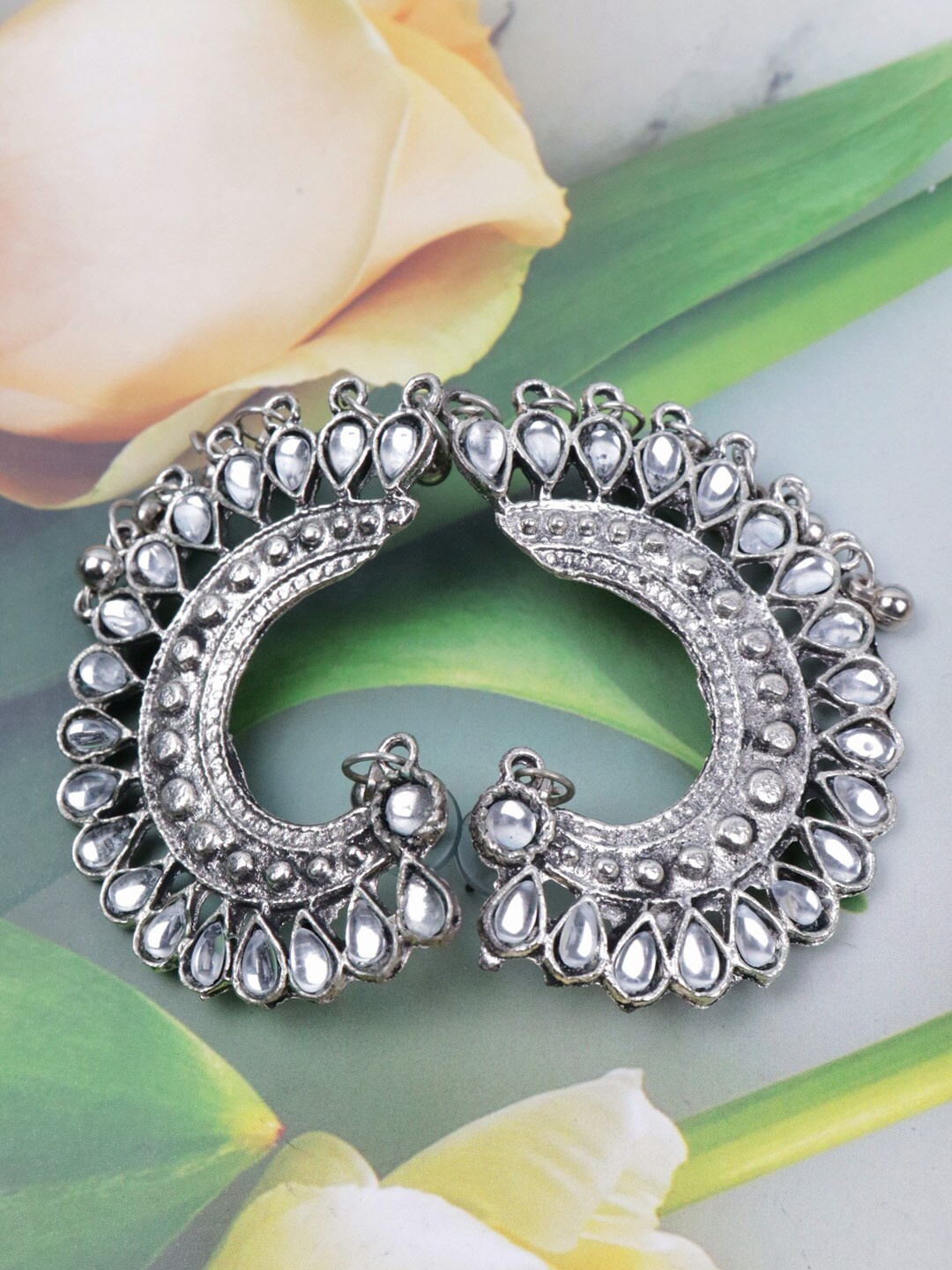 

Krelin Silver-Toned Crescent Shaped Drop Earrings