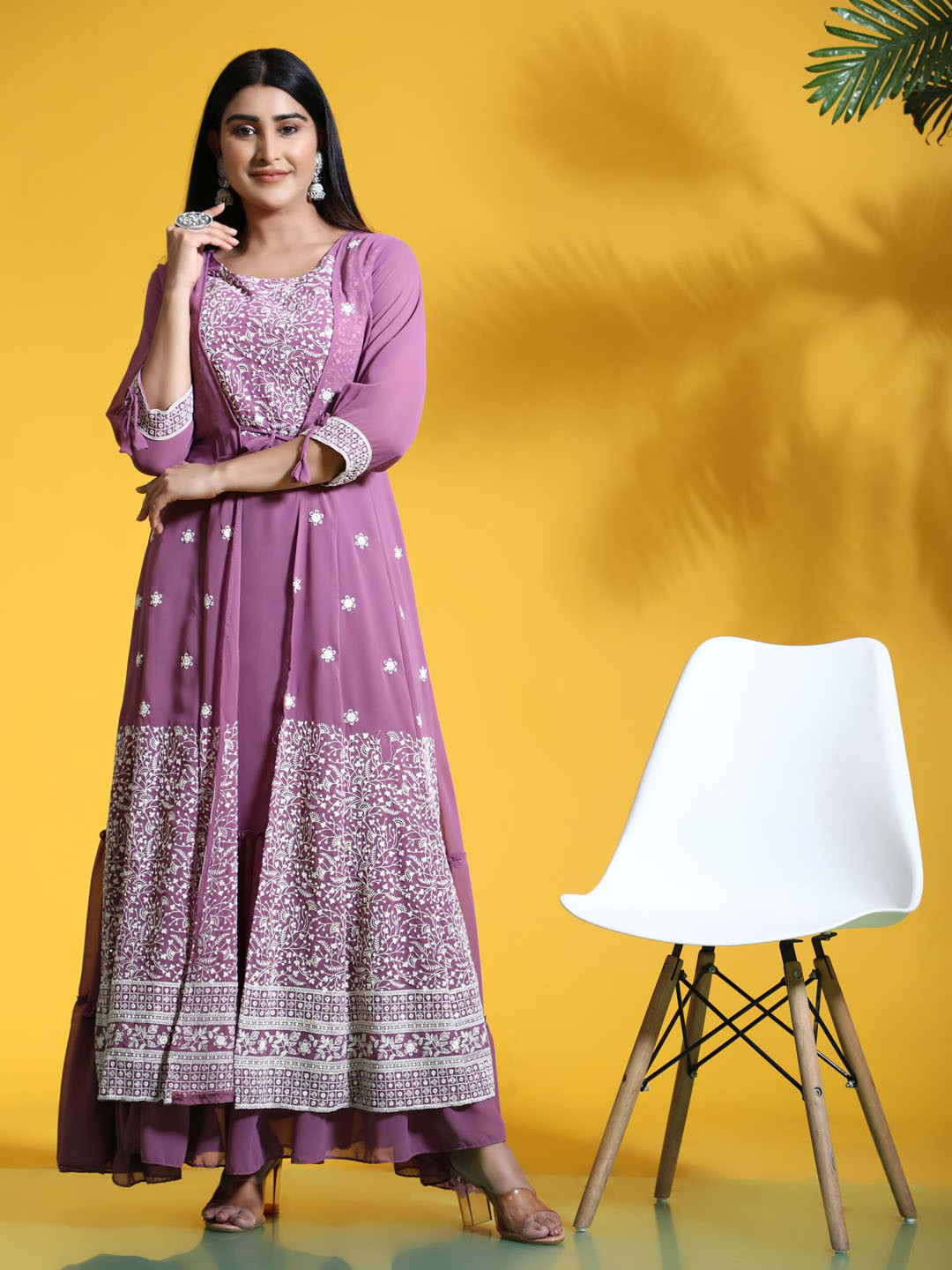 

KALINI Women Purple Embellished Layered Ethnic Dress