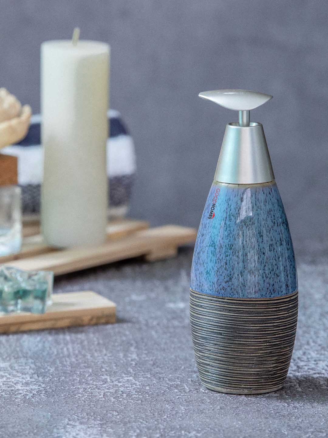 

GOODHOMES Blue Textured Ceramic Soap Dispenser 320 ml
