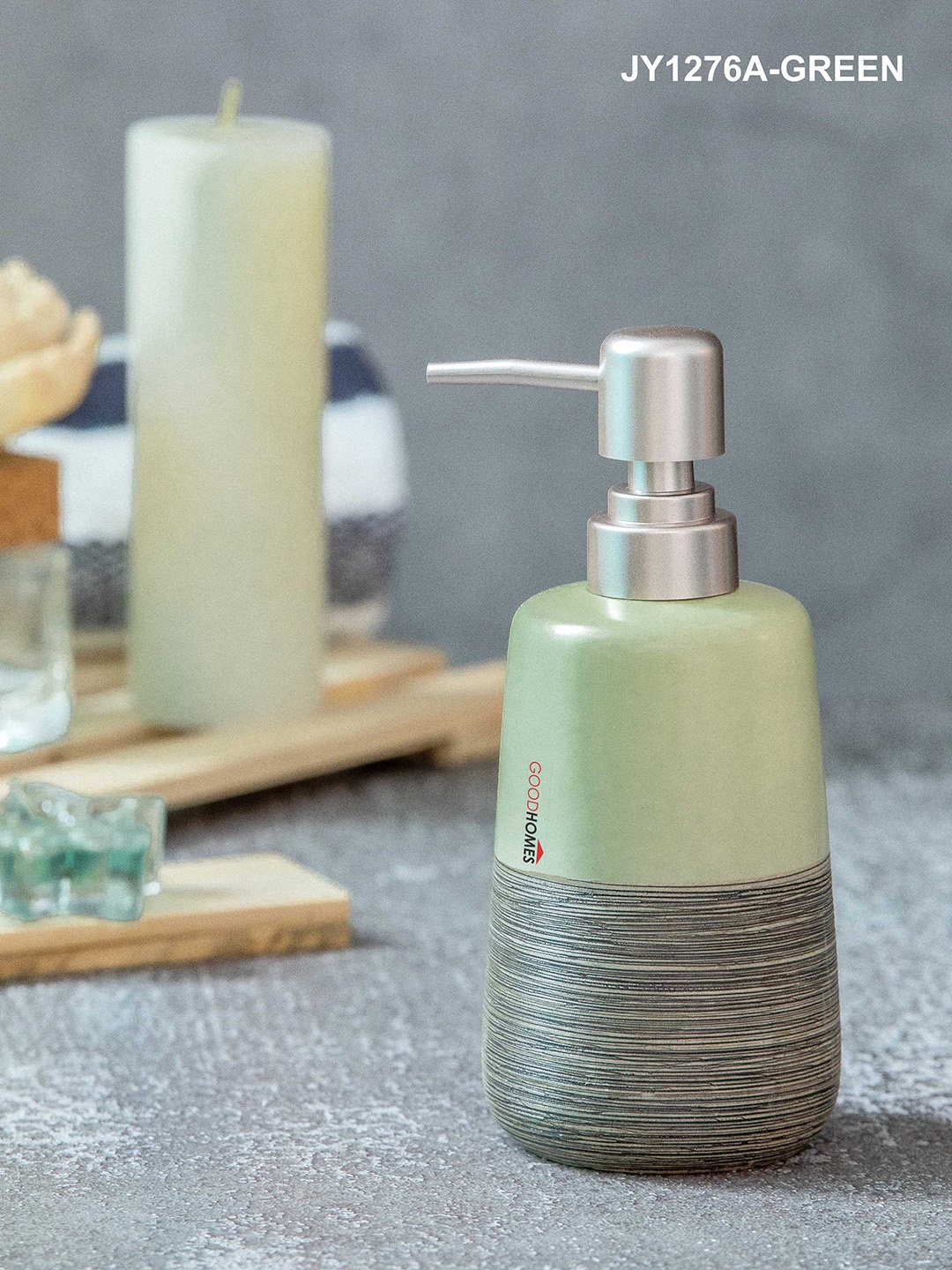 

GOODHOMES Brown & Cream-Coloured Textured Ceramic Soap Dispenser