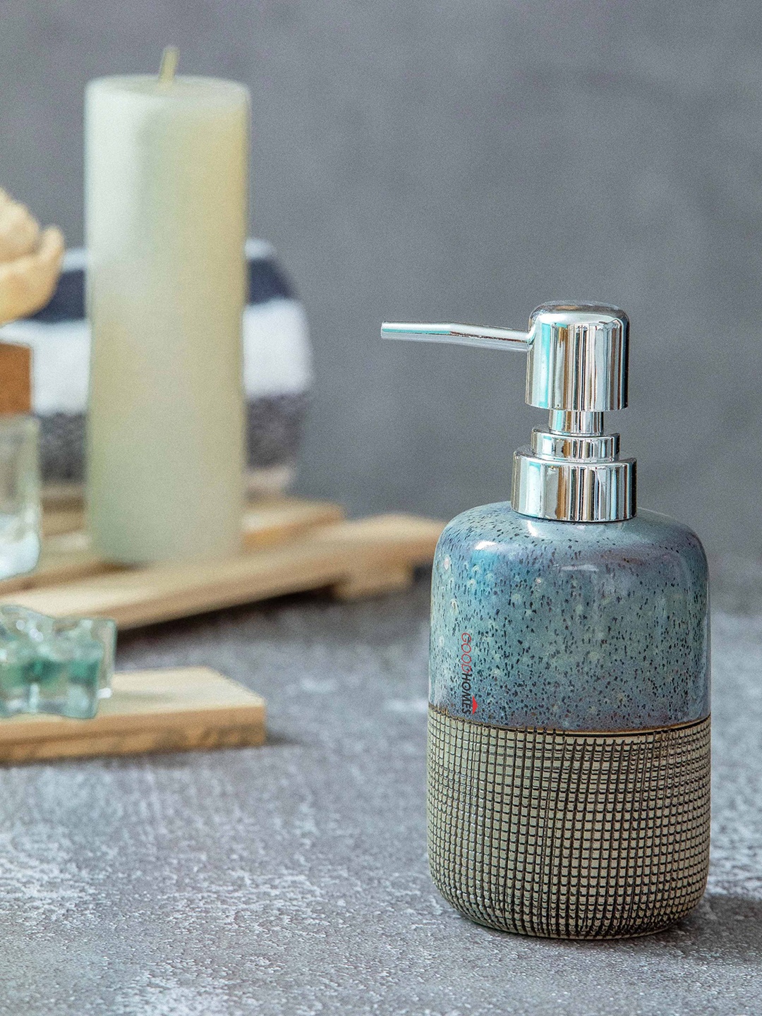 

GOODHOMES Grey Patterned Ceramic Soap Dispenser