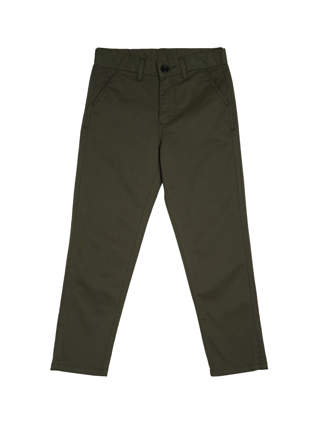 

Peter England Boys Olive Green Cotton Chinos Trousers
