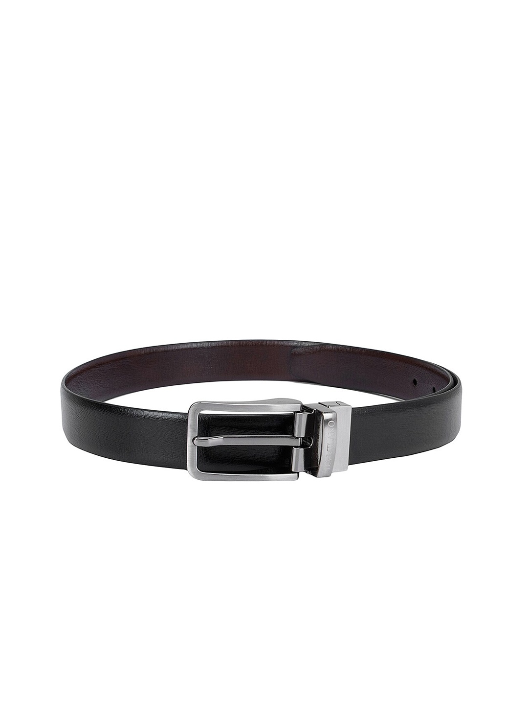 

Da Milano Men Black & Brown Reversible Textured Leather Formal Belt