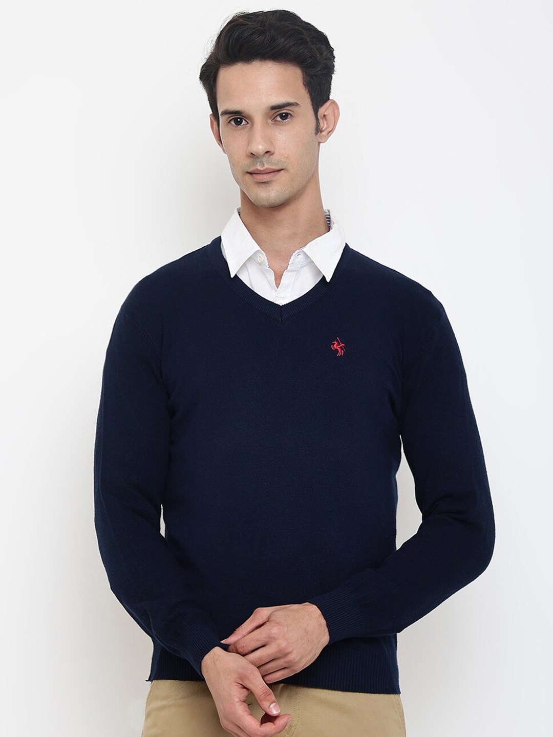 

Cantabil Men Navy Wool Blue Pullover, Navy blue