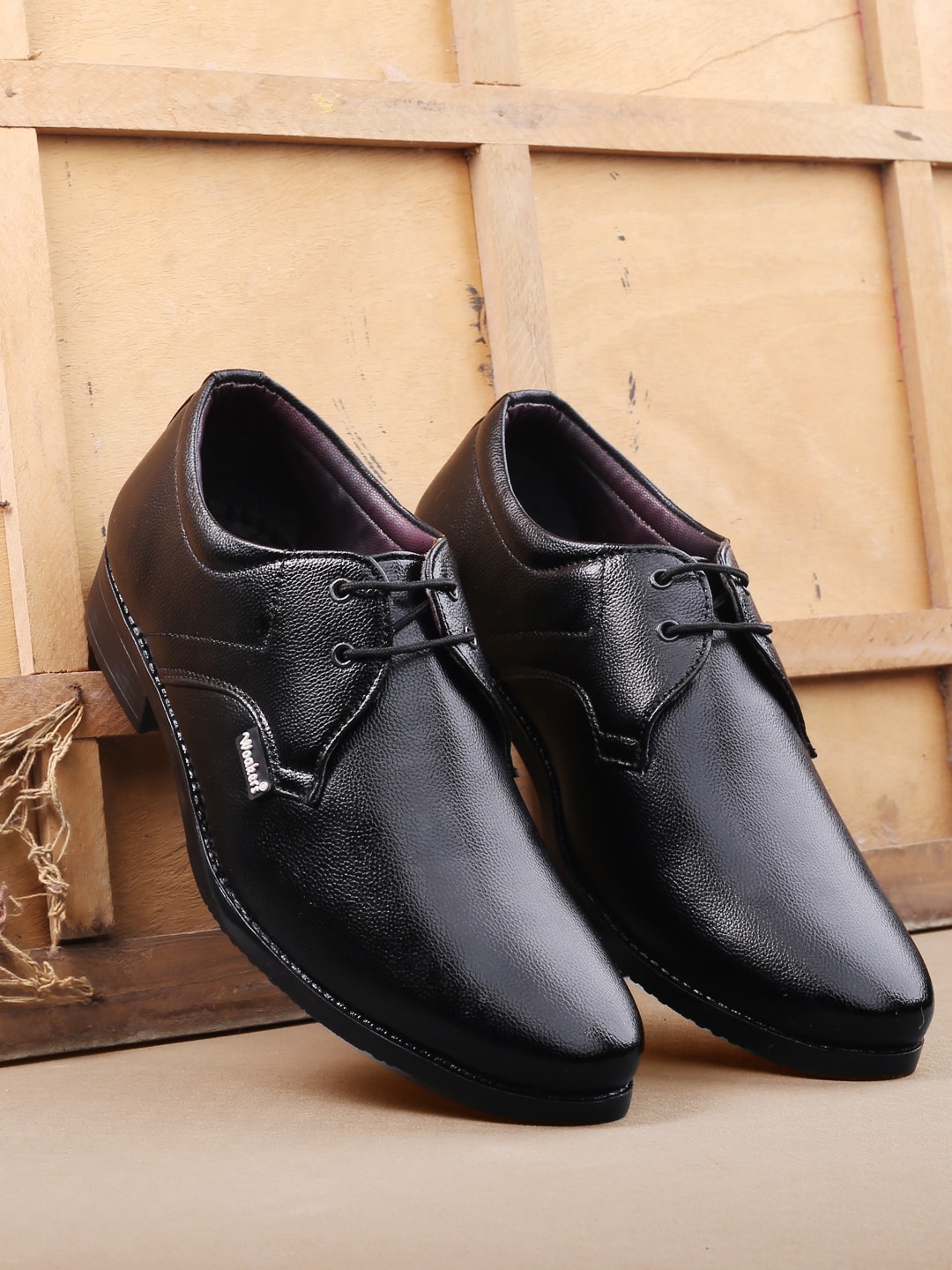 

Woakers Men Black Solid Formal Derbys