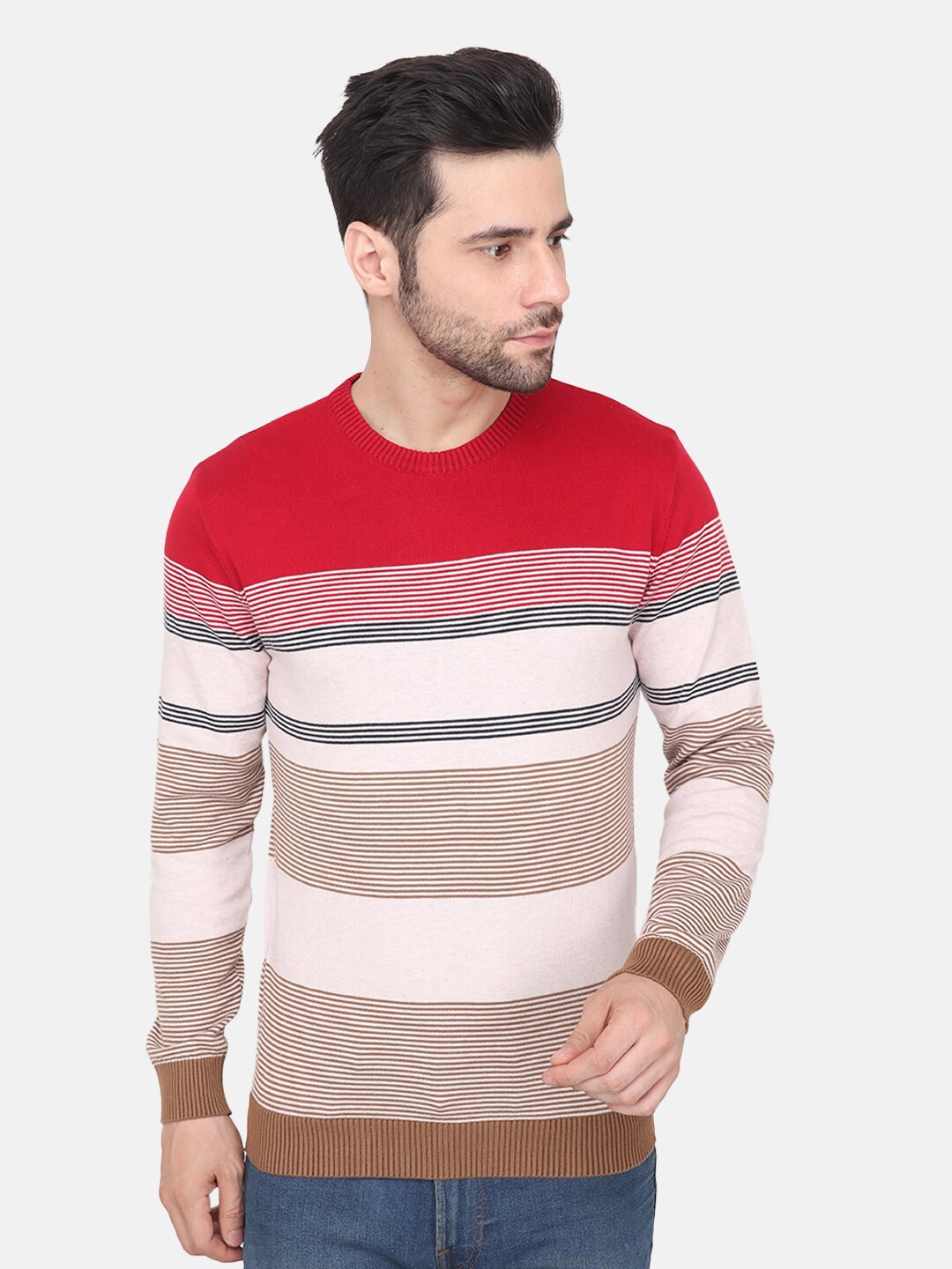 

Albion Men Red & White Striped Pullover