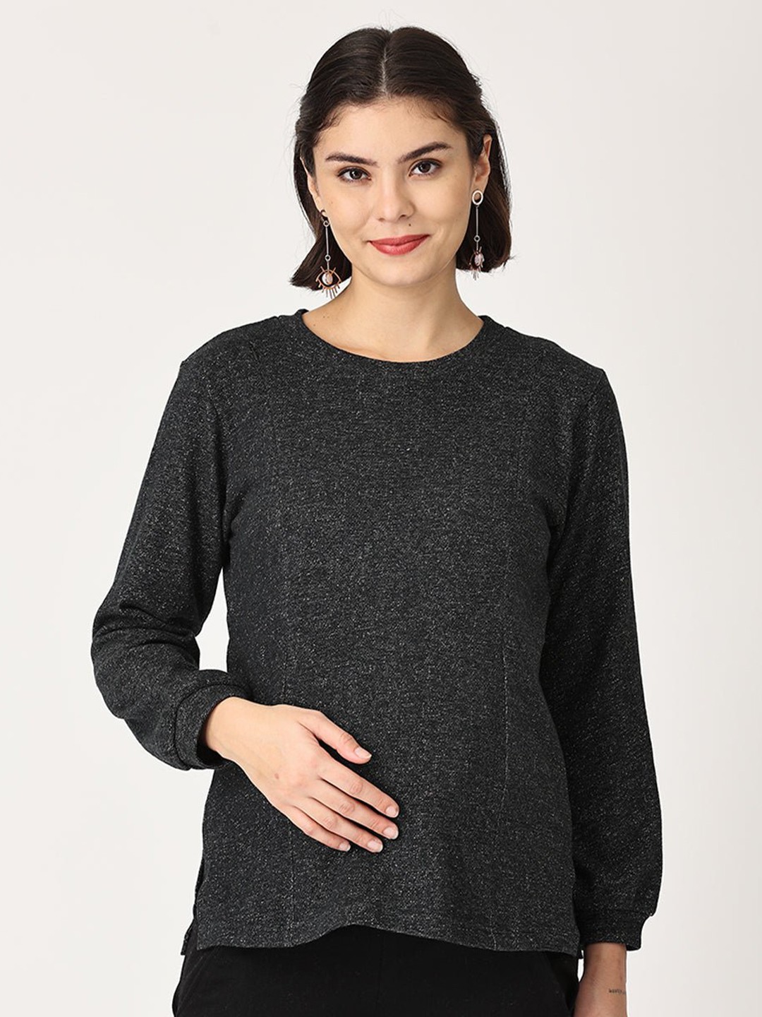 

The Mom Store Women Black T-shirt with Leggings Maternity Co-Ords Set