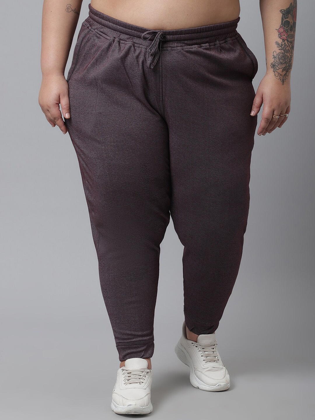 

Rute Women Solid Brown Plus Size Cotton Track Pant