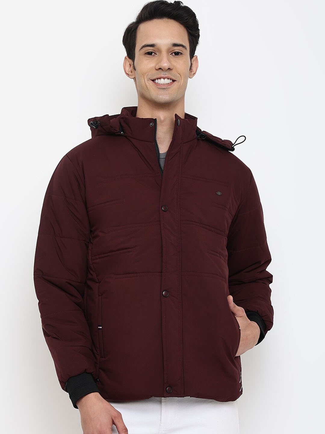 

Cantabil Men Maroon Hooded Padded Jacket