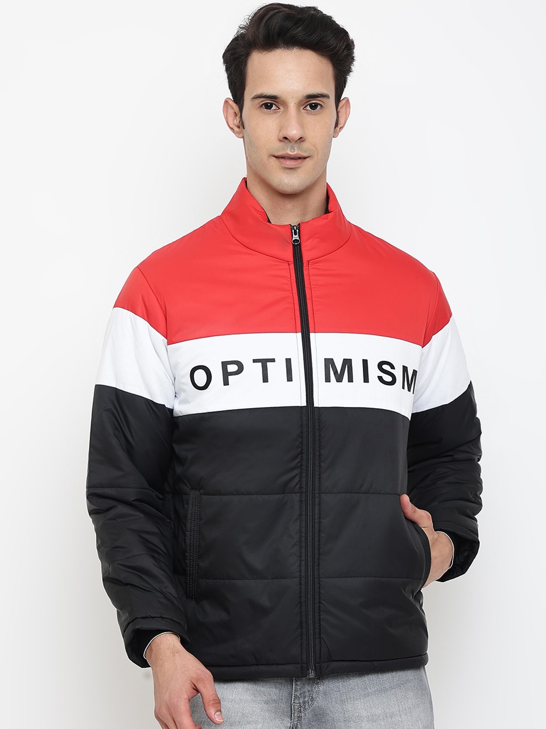 

Cantabil Men Colourblocked Padded Jacket, Black
