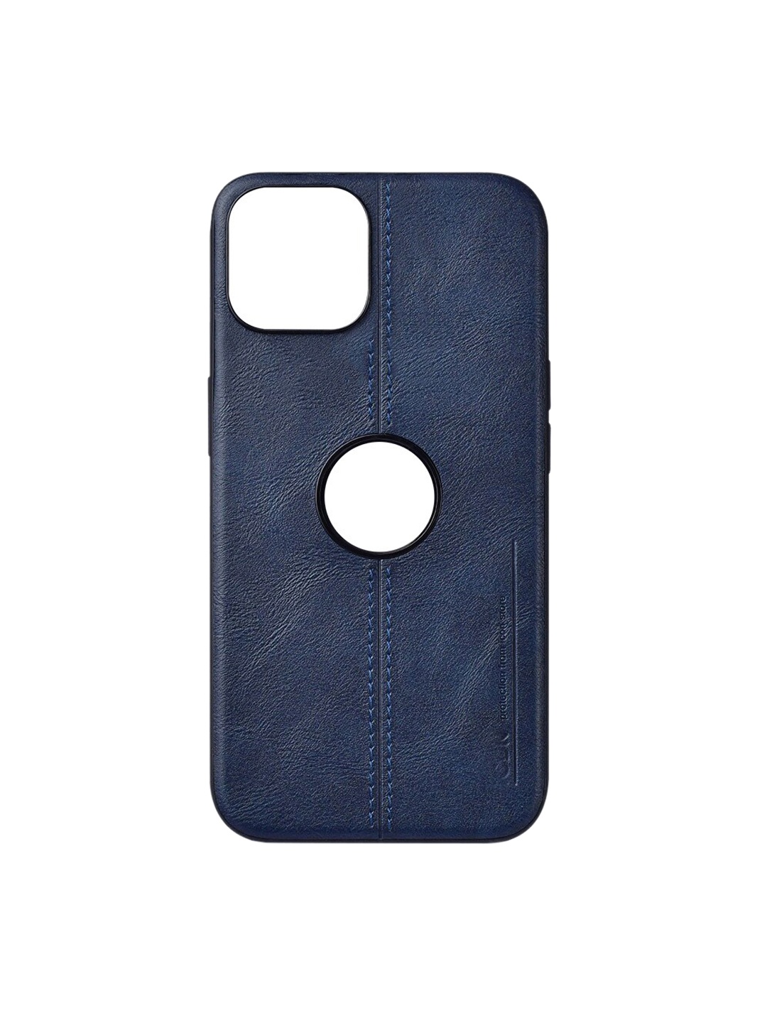 

TREEMODA Navy Blue Leather iPhone 14 Phone Back Case