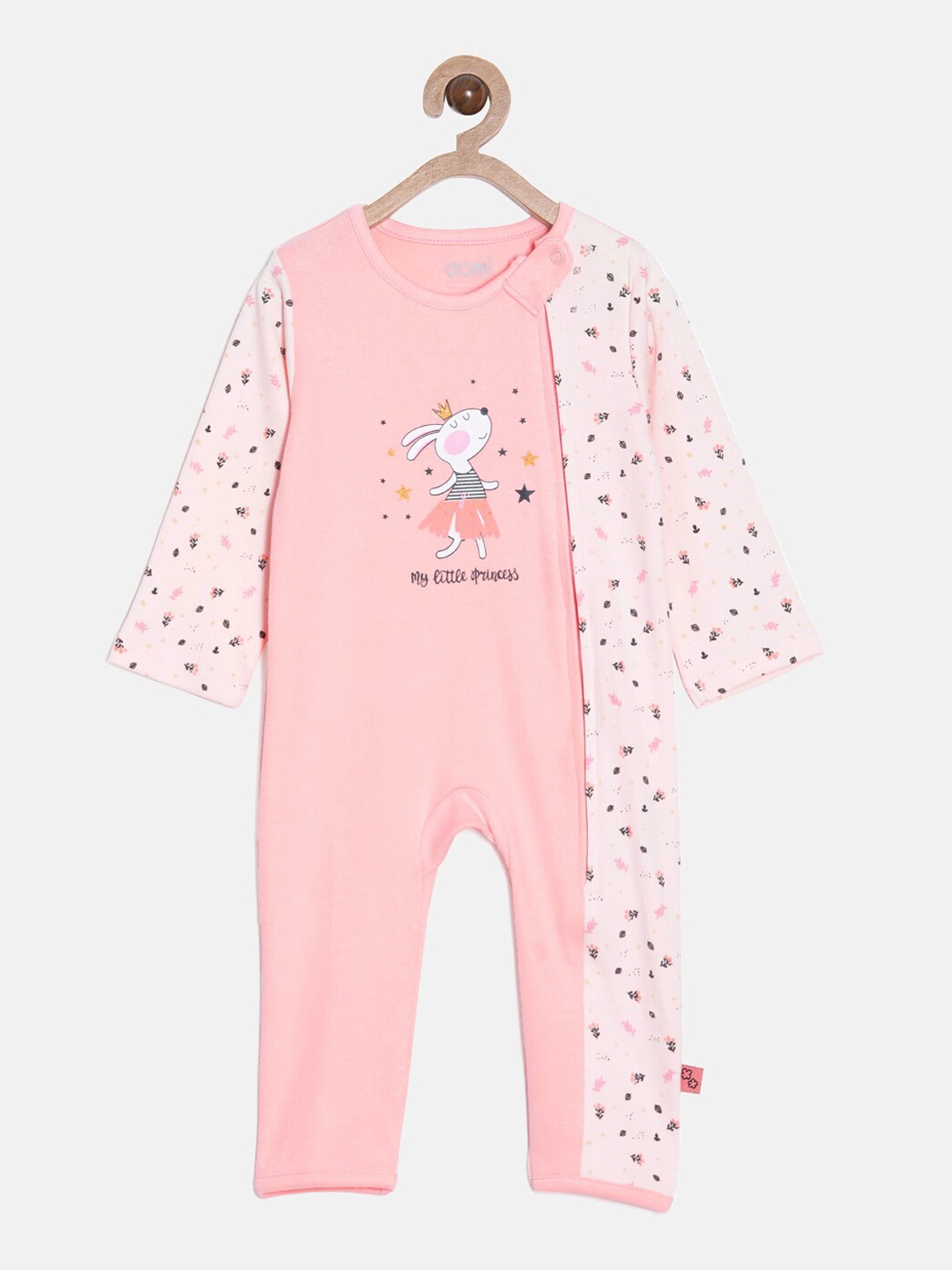 

Aomi Infant Kids Pink Printed Cotton Rompers