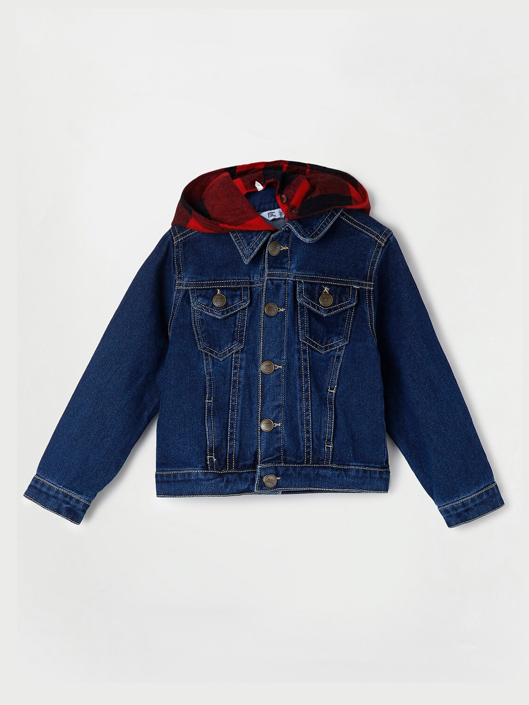 

Fame Forever by Lifestyle Boys Blue Red Cotton Washed Lightweight Denim Jacket