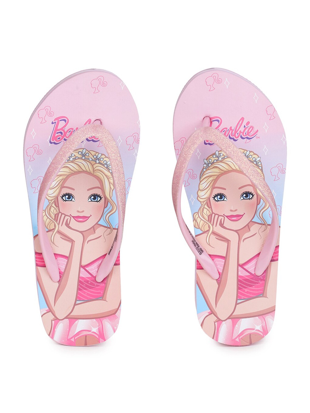 

toothless Girls Pink & Purple Barbie Printed Rubber Thong Flip-Flops