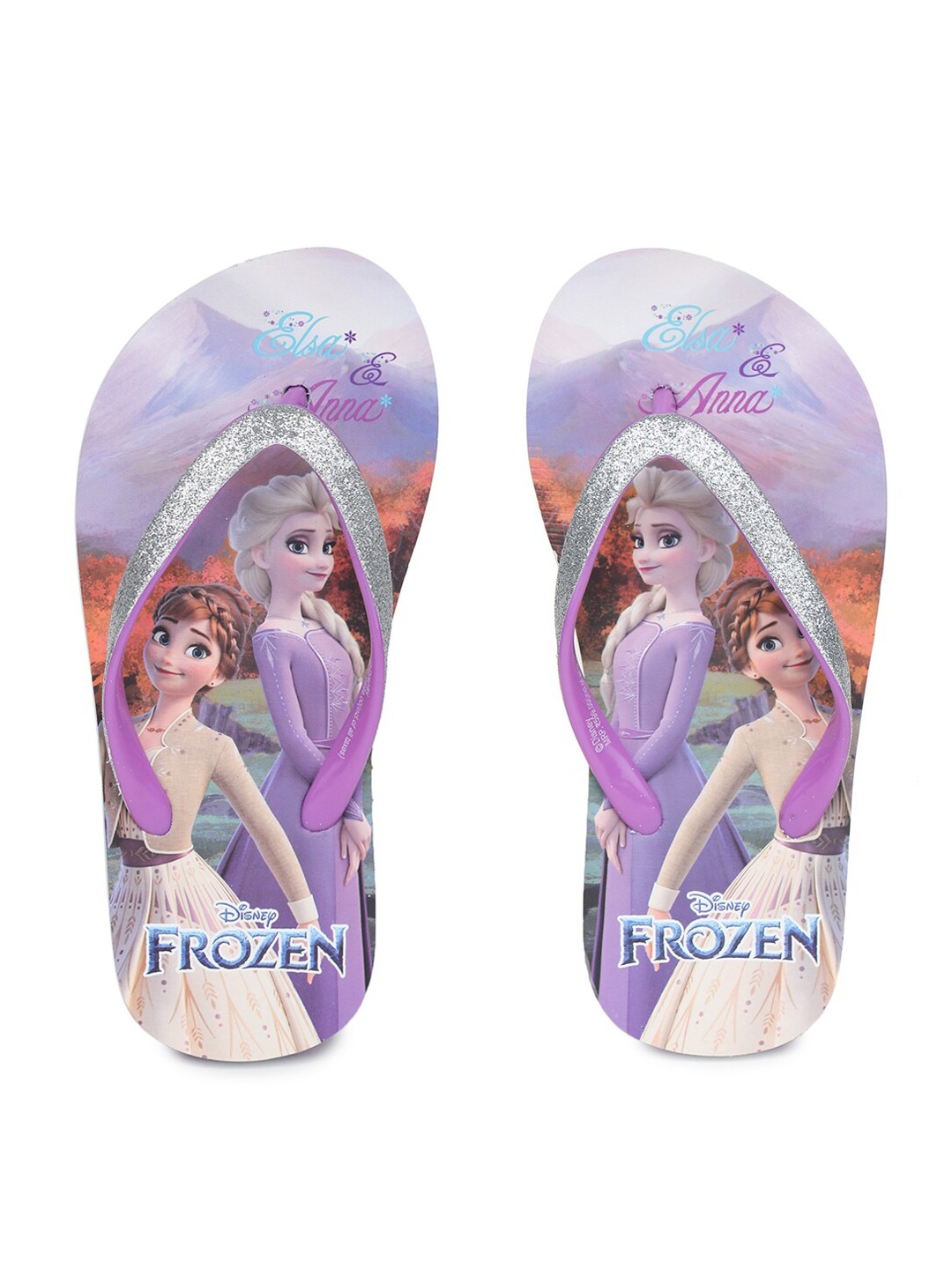 

toothless Girls Purple & White Disney Frozen Printed Rubber Thong Flip-Flops