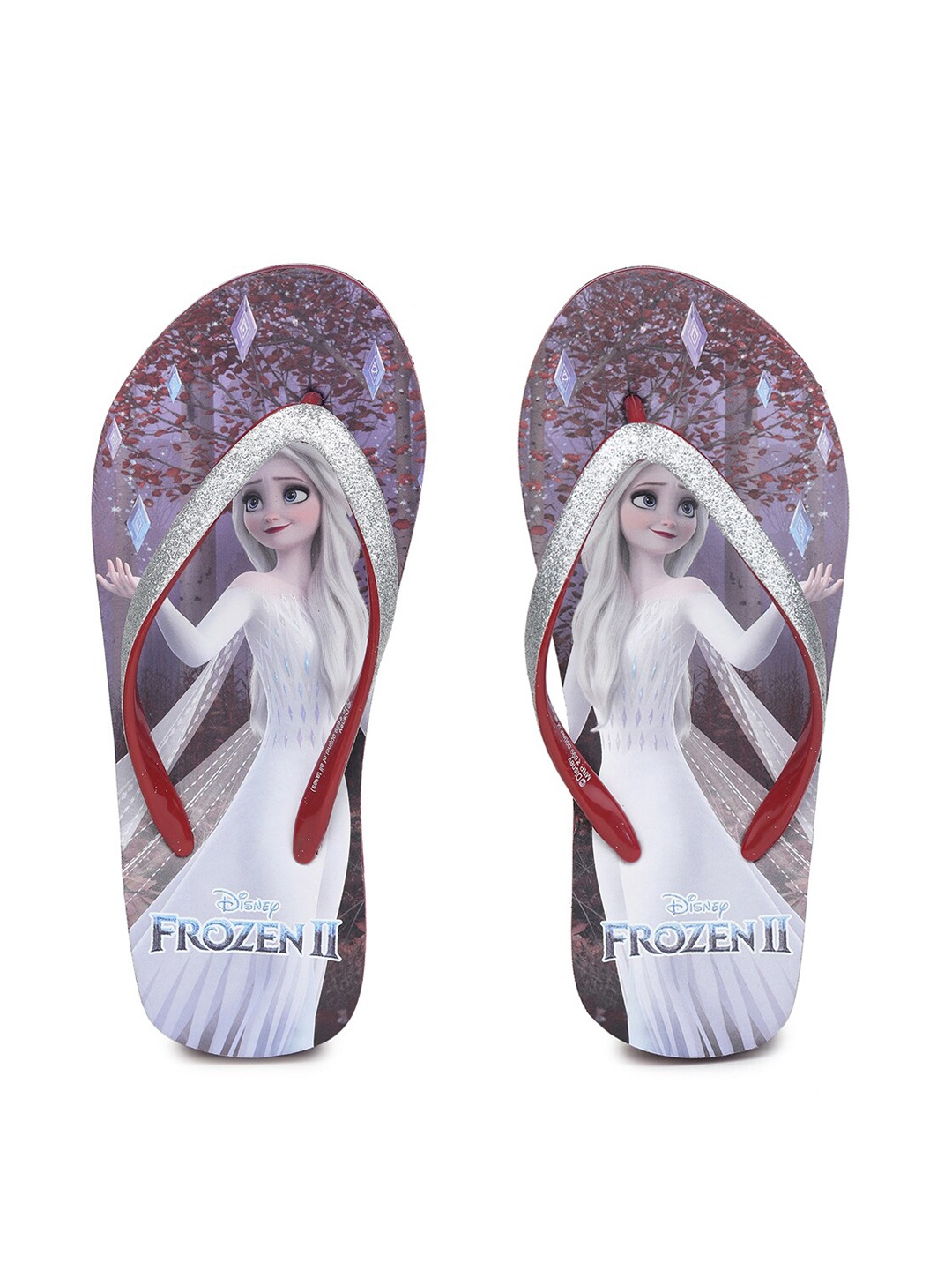 

toothless Girls Maroon Disney Frozen Printed Rubber Thong Flip-Flops