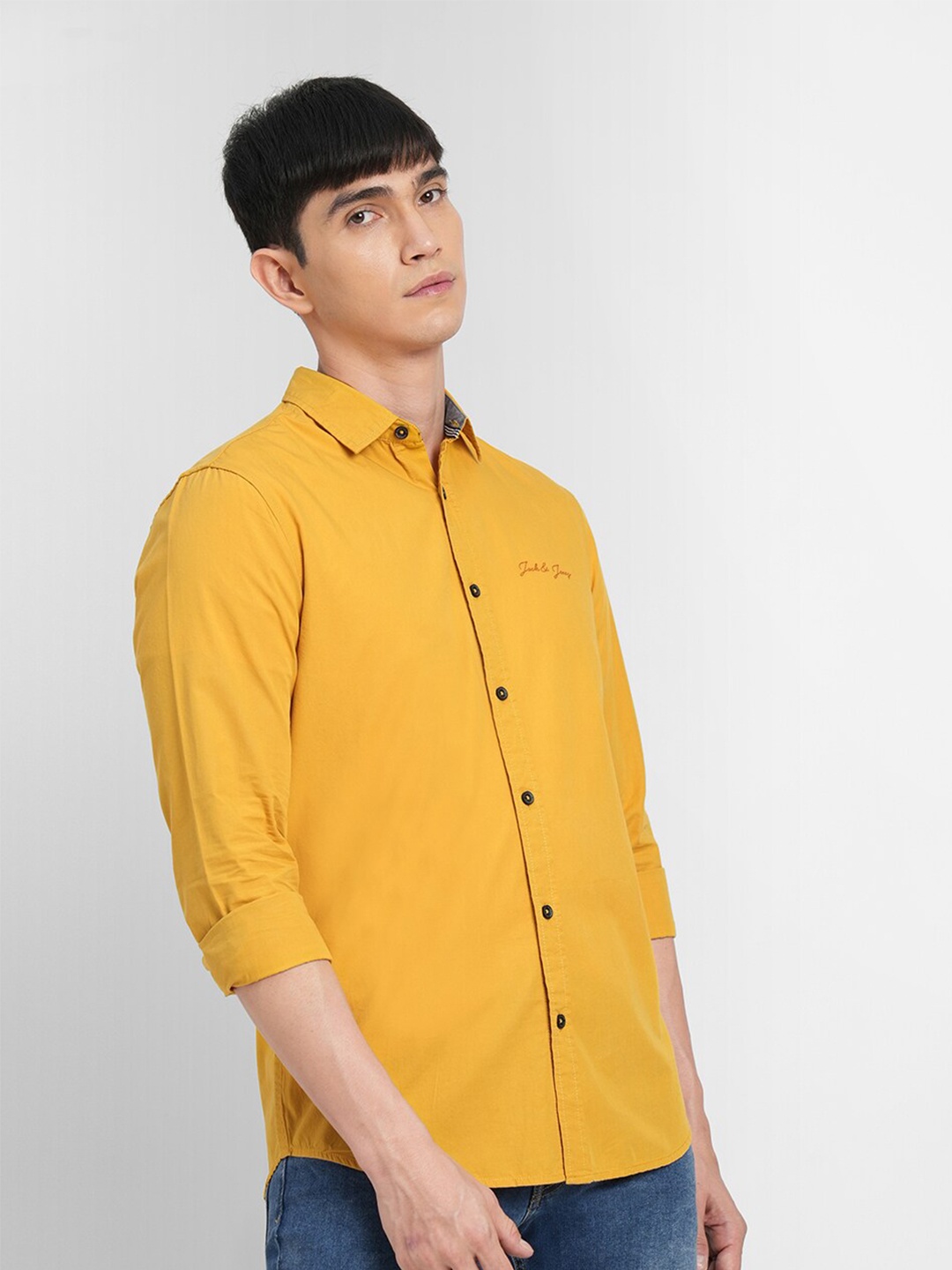 

Jack & Jones Men Mustard Slim Fit Cotton Casual Shirt