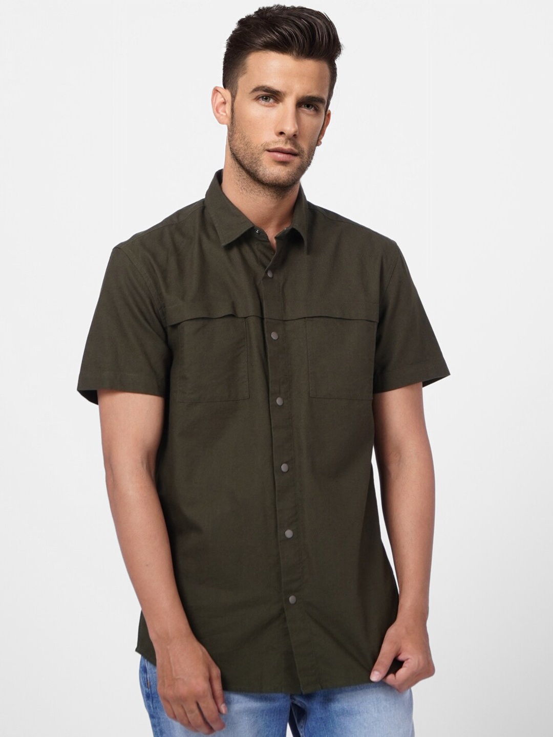 

Jack & Jones Men Green Cotton Casual Shirt