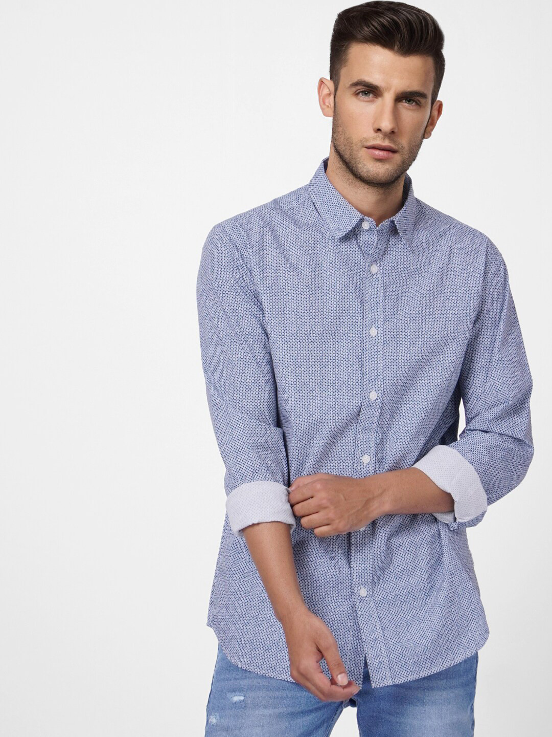 

Jack & Jones Men Blue Printed Cotton Casual Shirt