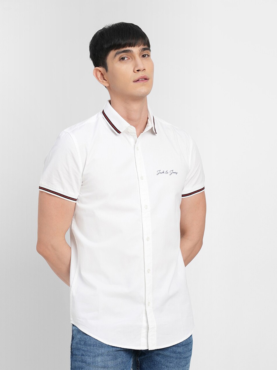 

Jack & Jones Men White Slim Fit Casual Cotton Shirt