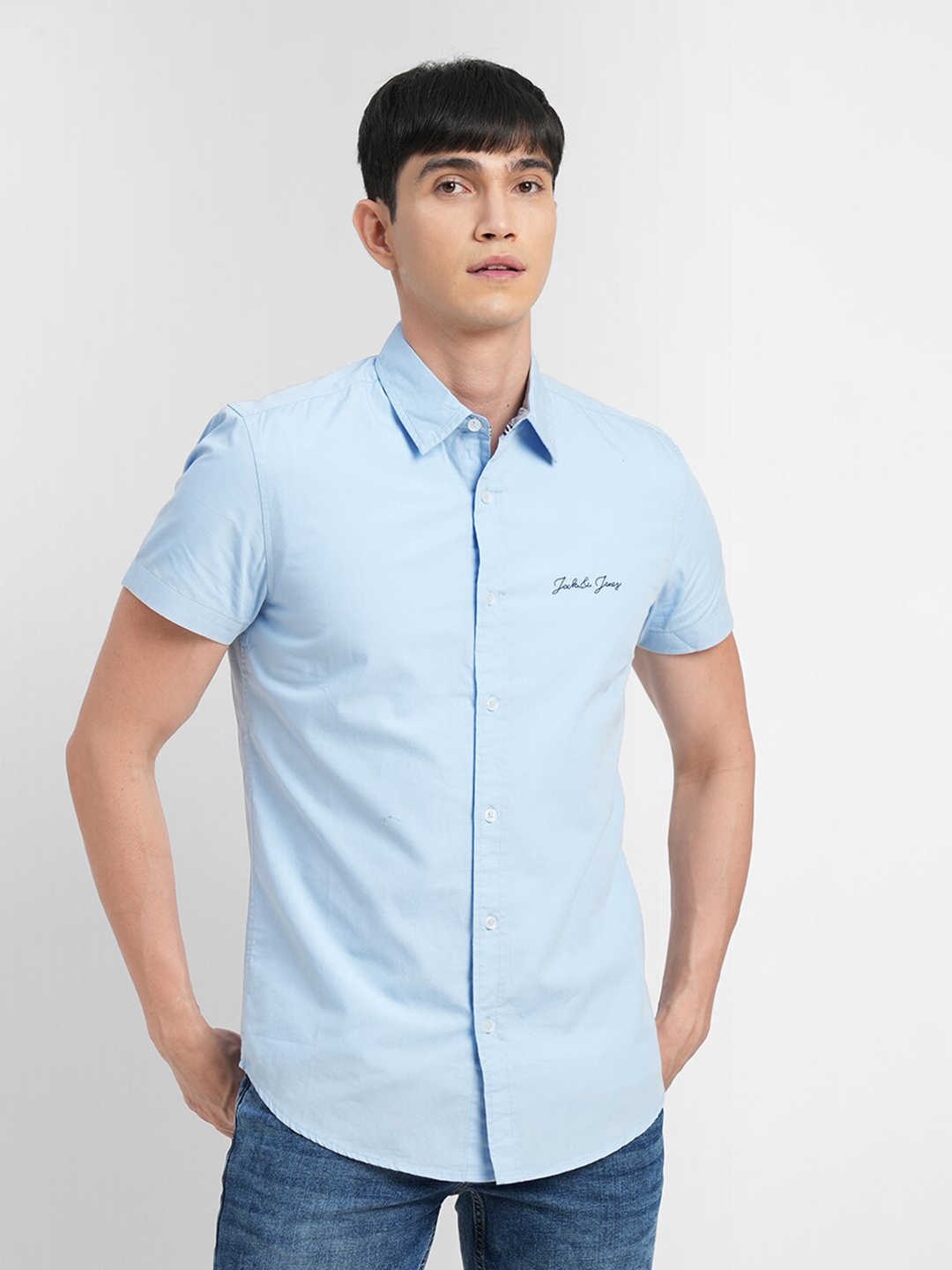 

Jack & Jones Men Blue Slim Fit Cotton Casual Shirt