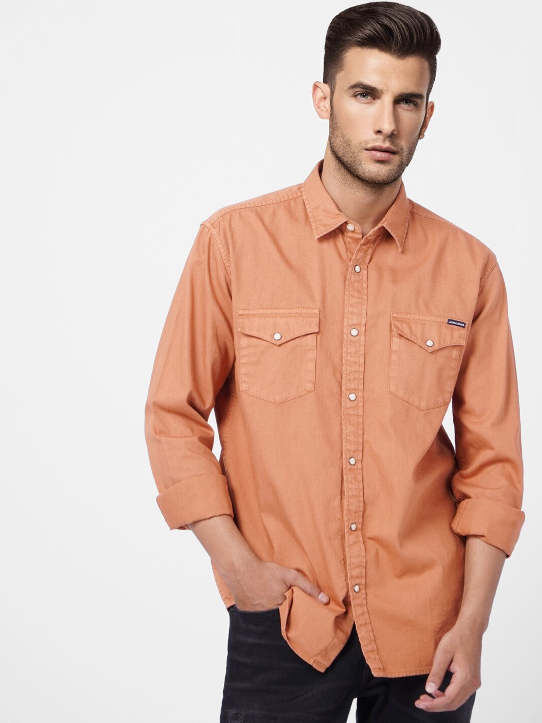 

Jack & Jones Men Brown Cotton Casual Shirt