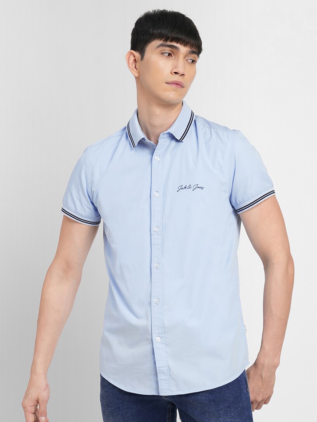 

Jack & Jones Men Blue Slim Fit Cotton Casual Shirt