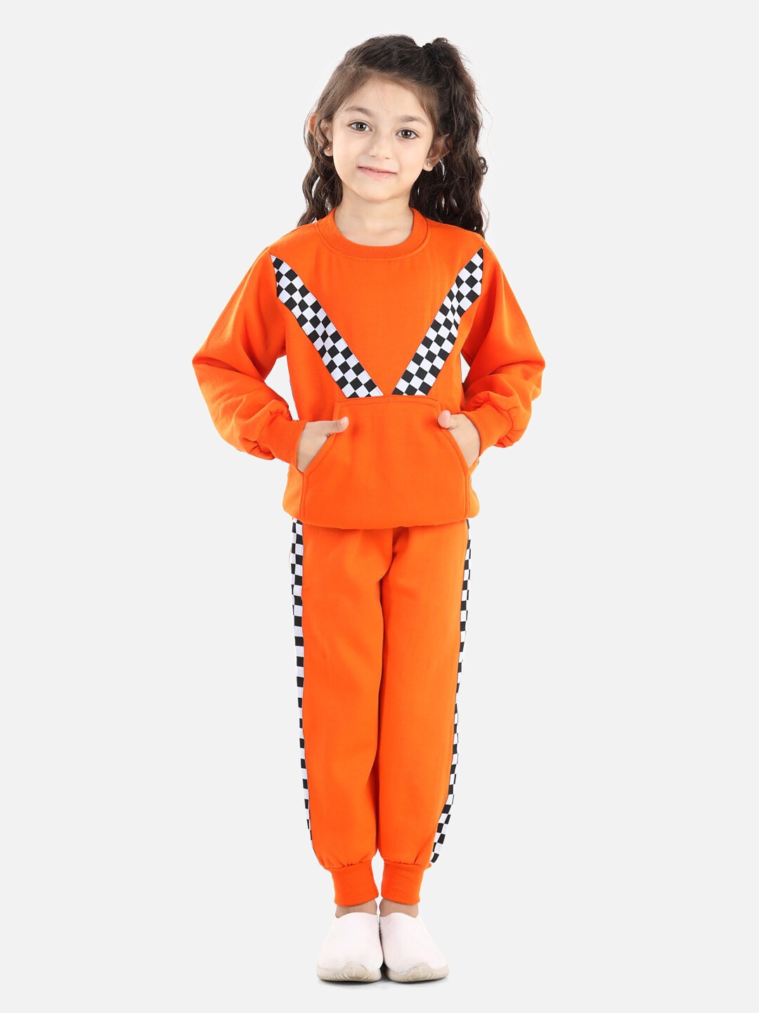 

Cutiekins Girls Orange & White Printed Top with Pyjamas