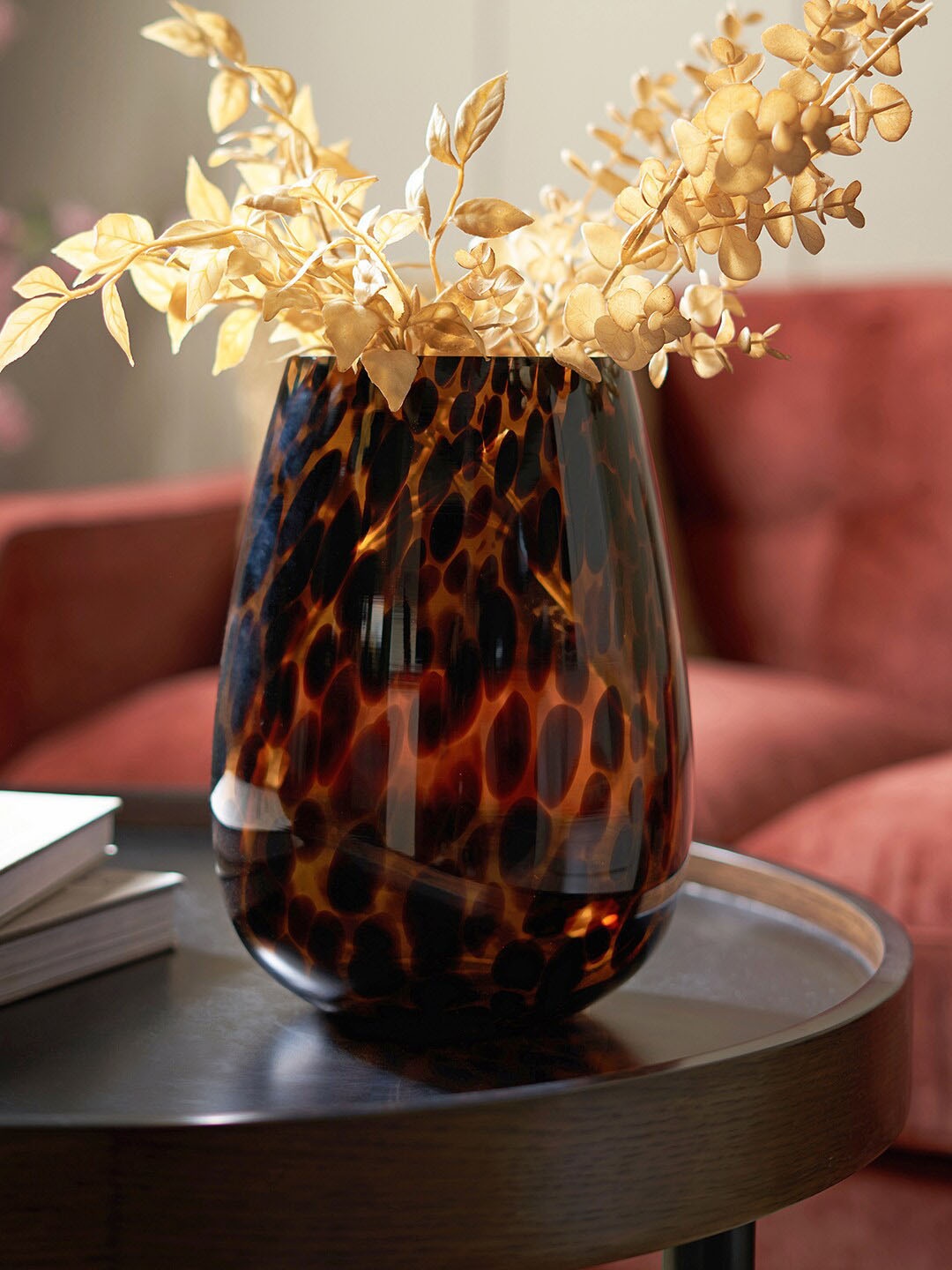 

Pure Home and Living Brown Leopard Print Glass Vase