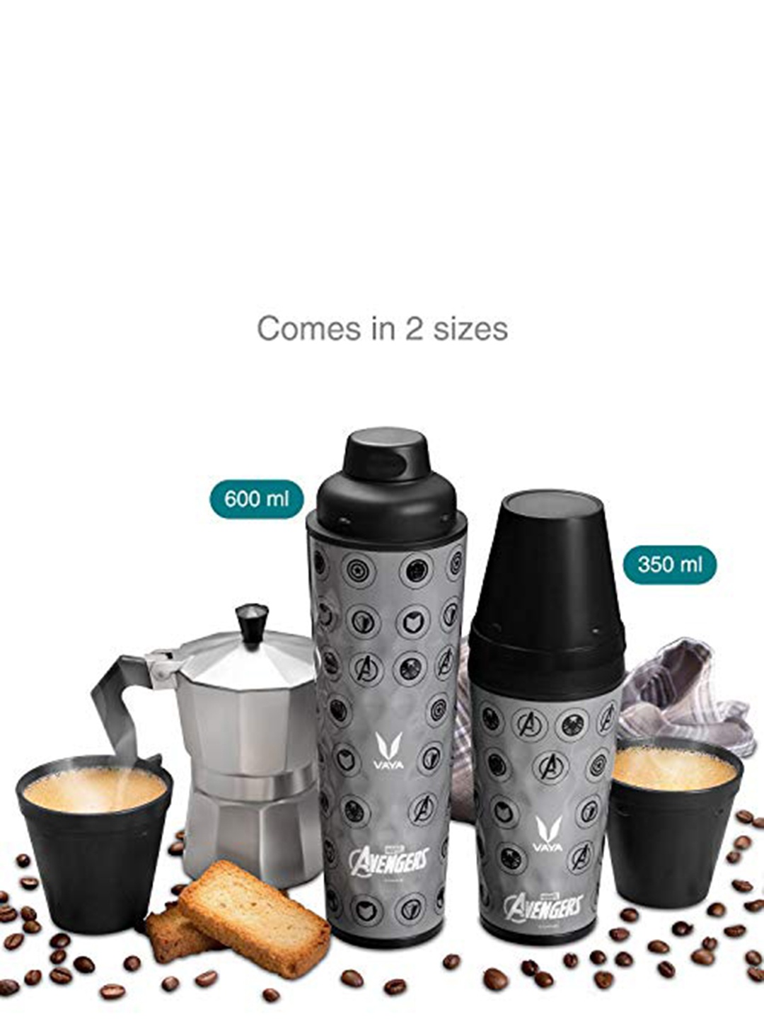 

Vaya Grey Printed Gulper Vacuum Insulated Stainless Steel Bottle 350 ml