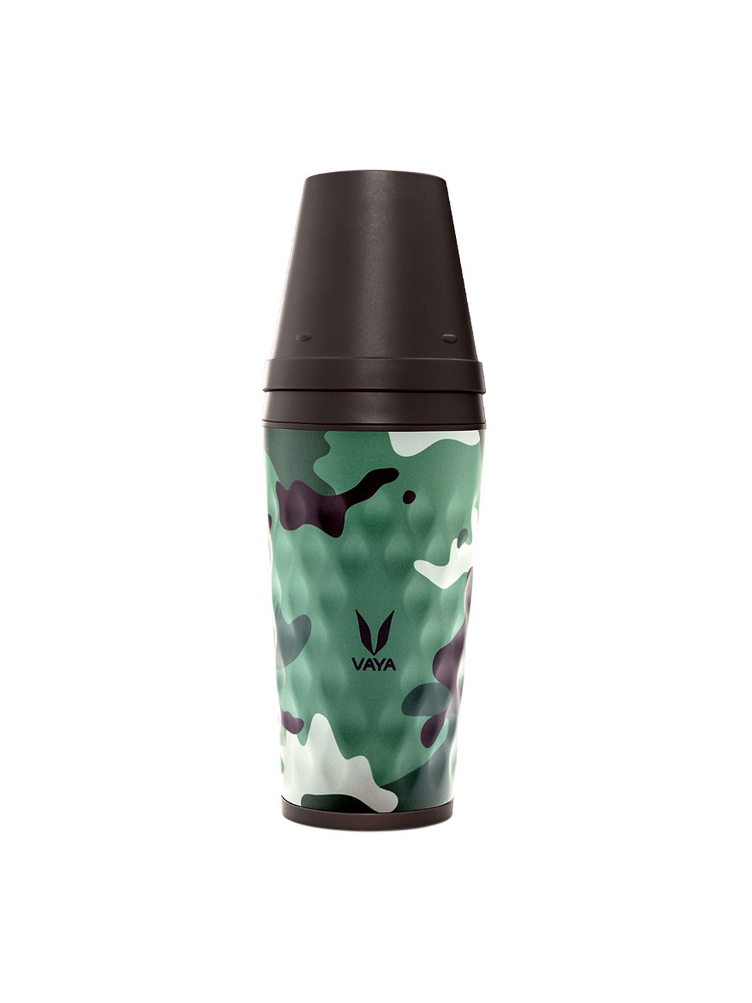 

Vaya Green Printed Stainless Steel Water Bottle With Two Cups 600 ml