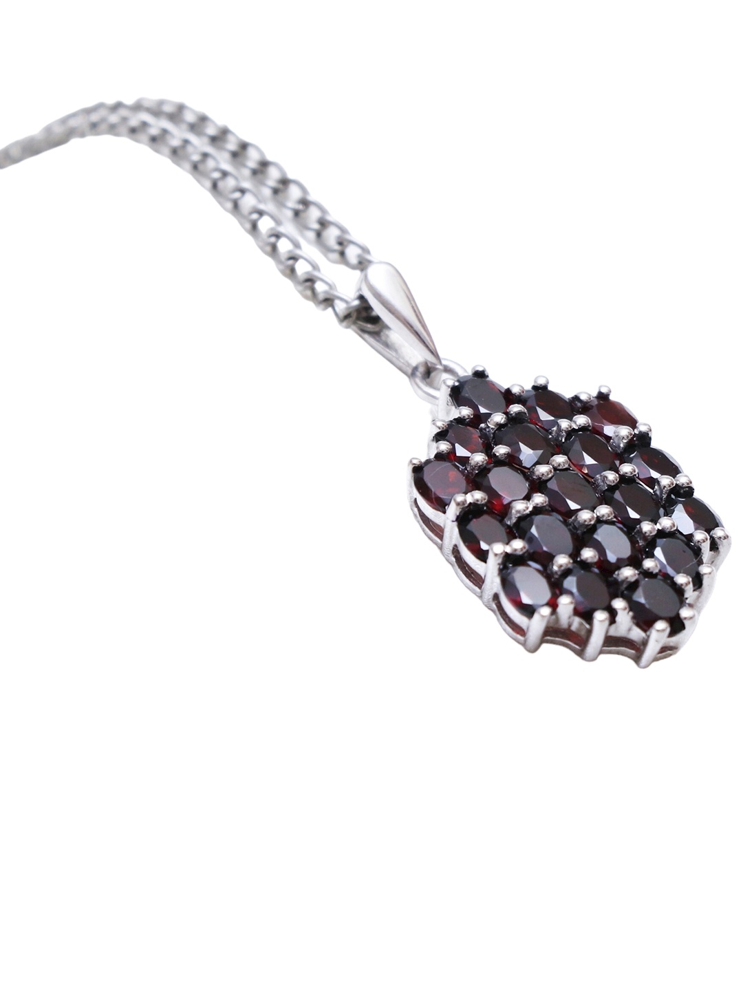 

HIFLYER JEWELS Women Maroon & Silver-Plated 92.5 % Pure Sterling Silver Pendant With Chain