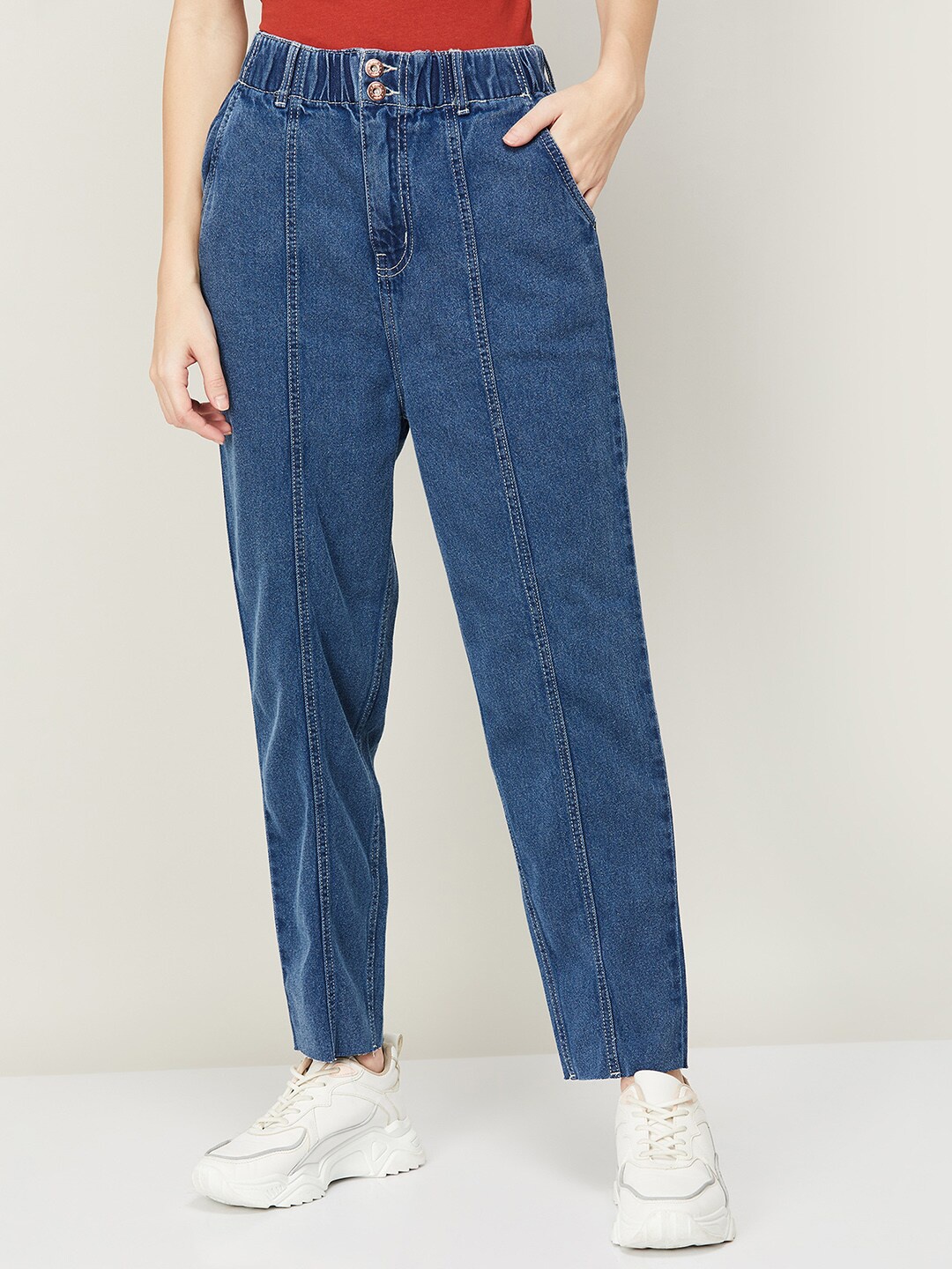 

Ginger by Lifestyle Women High-Rise Pure Cotton Jeans, Navy blue
