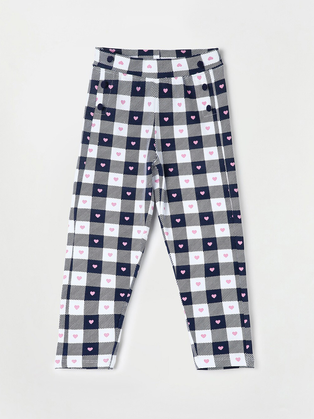 

Fame Forever by Lifestyle Girls Navy Blue & White Checked Ankle-Length Leggings