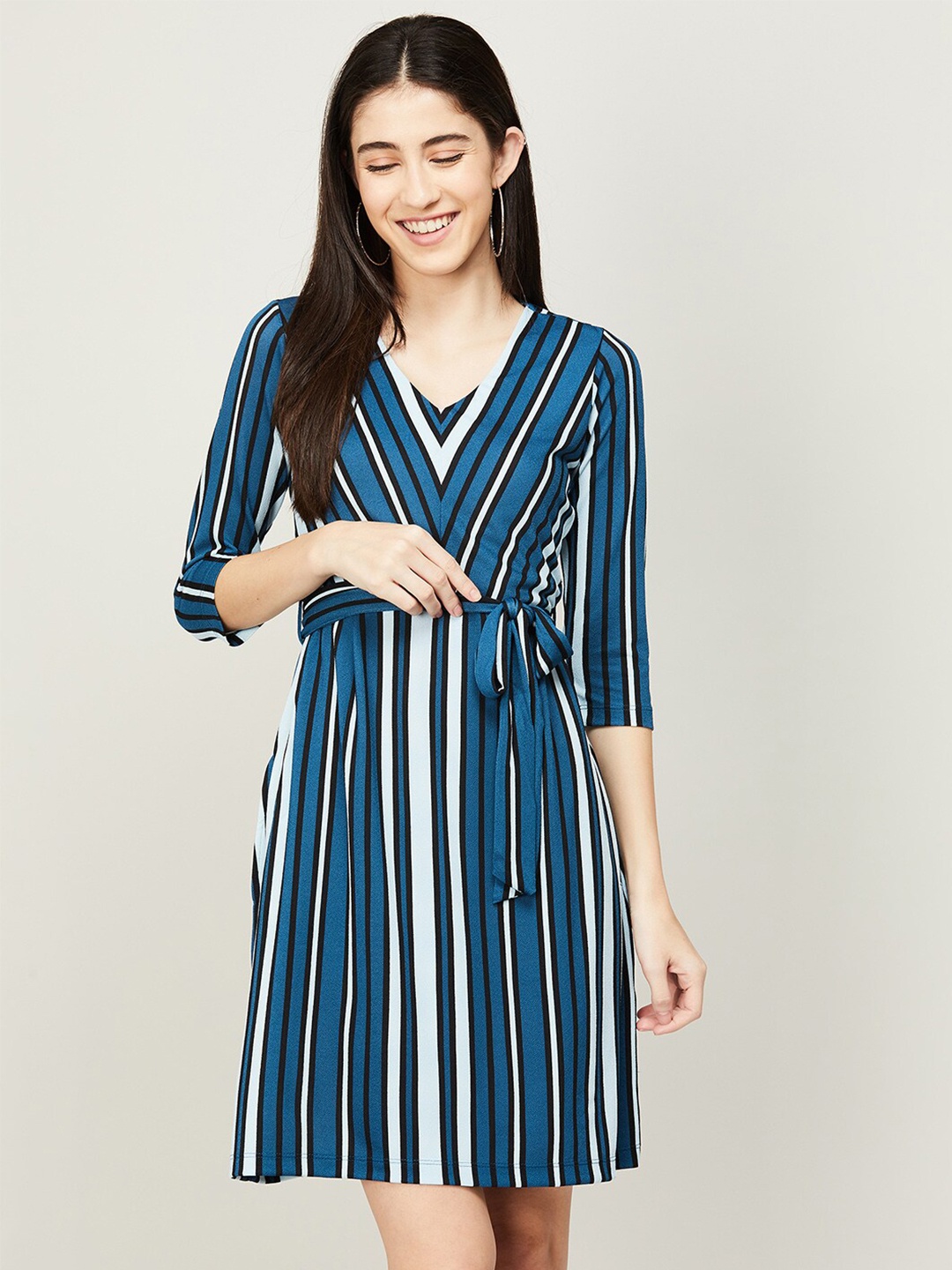 

CODE by Lifestyle Striped Fit and Flare Dress, Blue