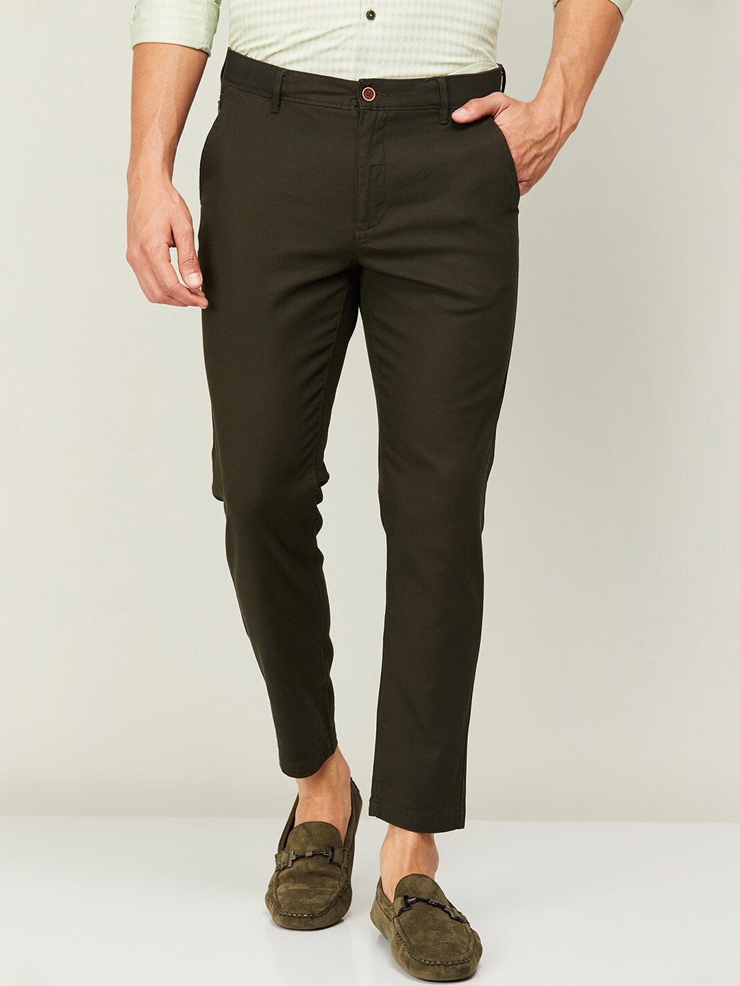 

CODE by Lifestyle Men Olive Green Straight Fit Trouser